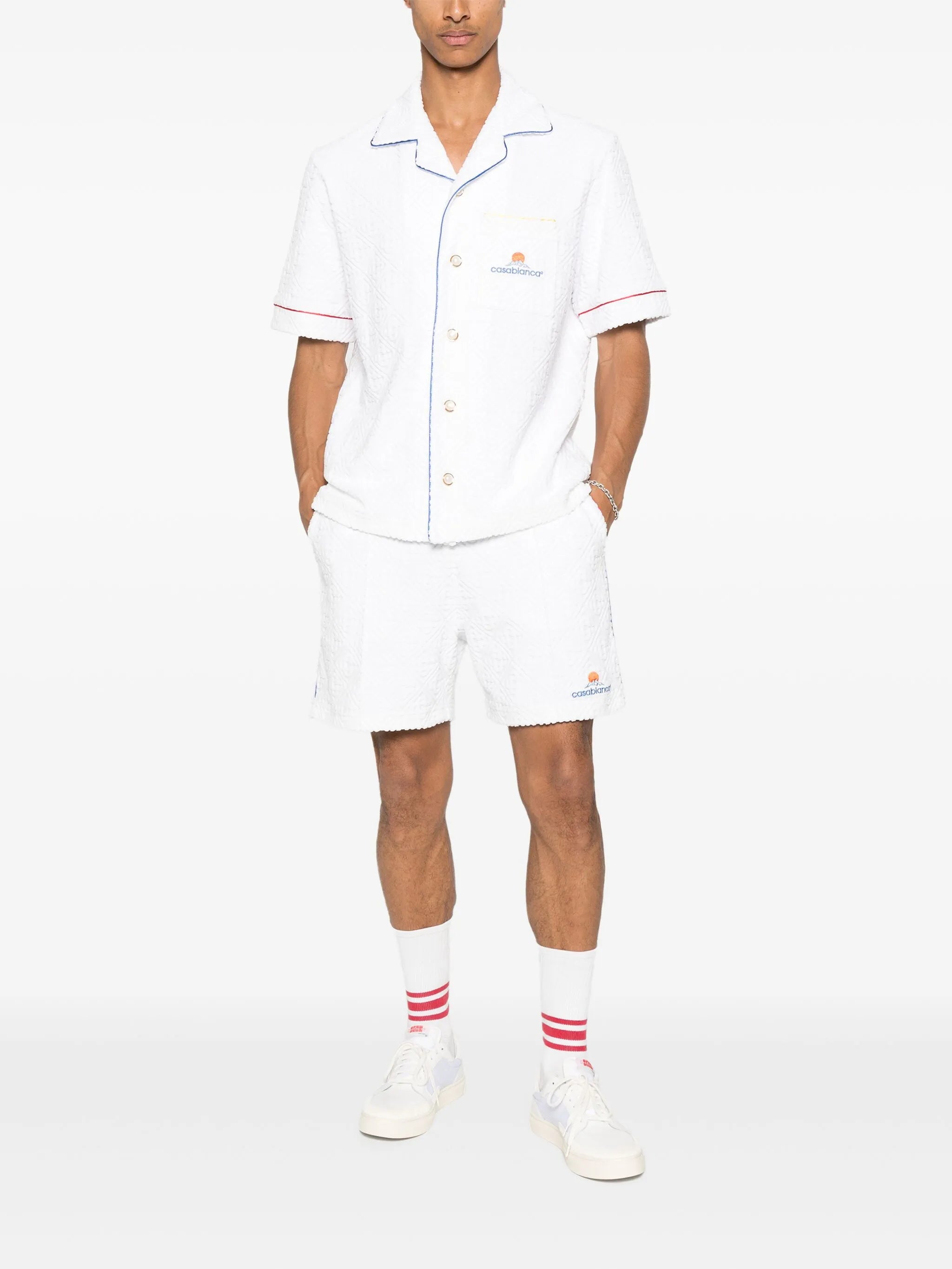 monogram jacquard towelling shirt