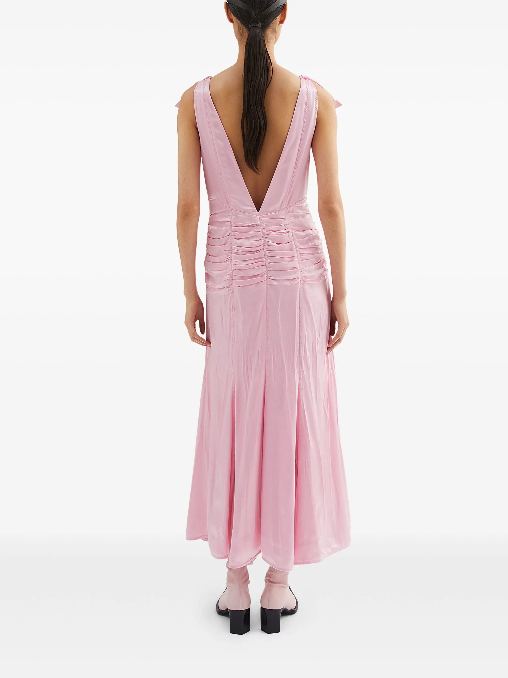 pleat-detail midi dress