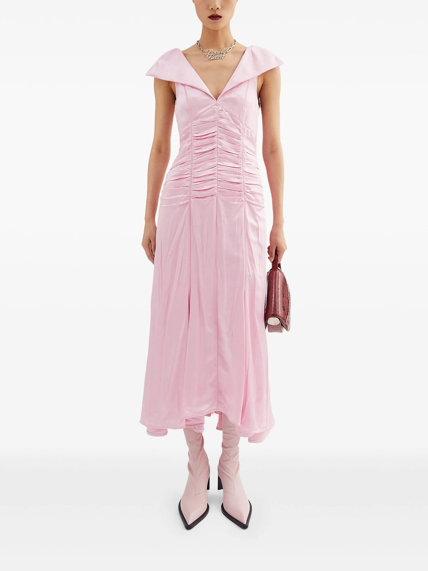 pleat-detail midi dress