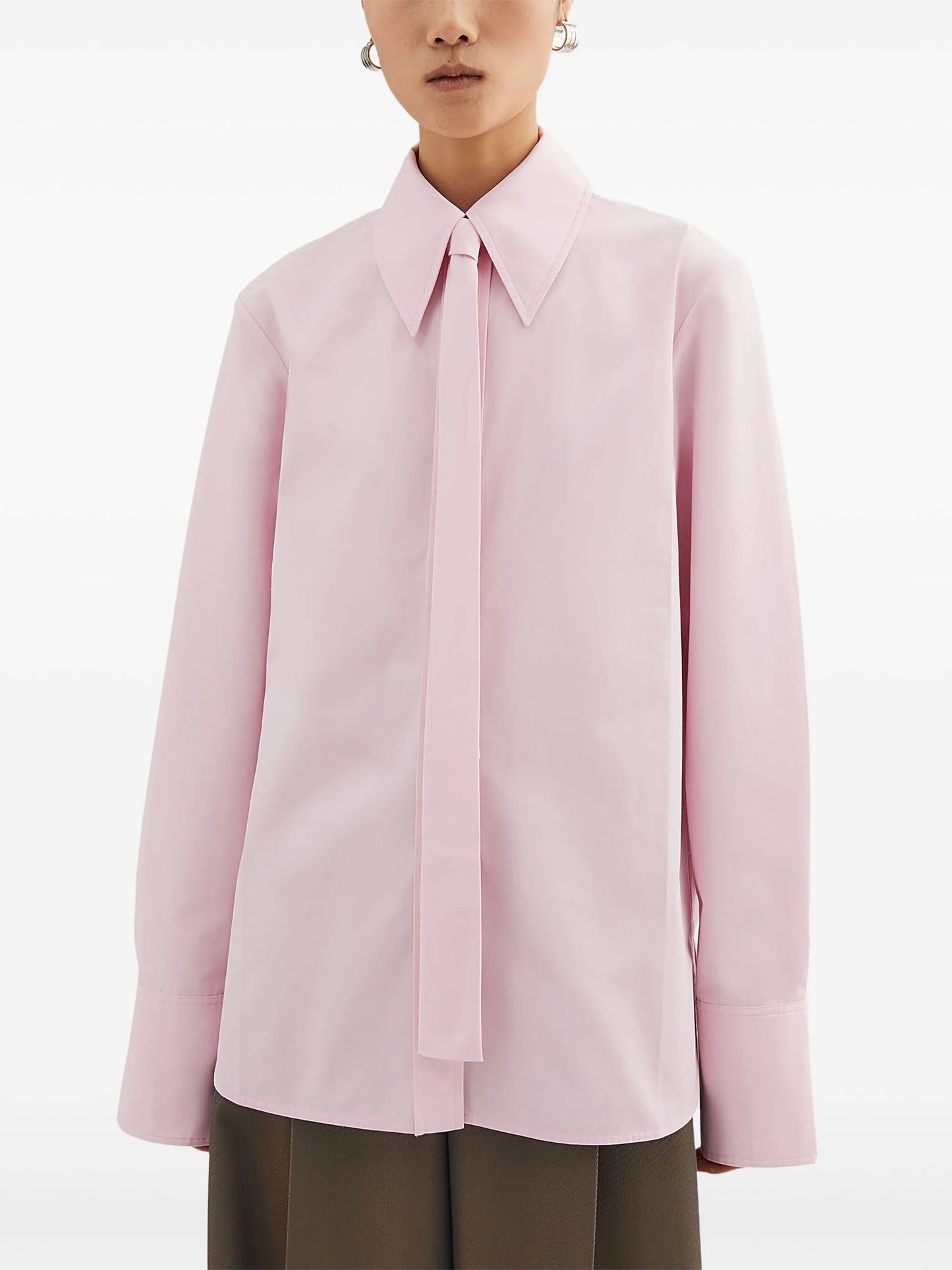 tie-detail cotton shirt