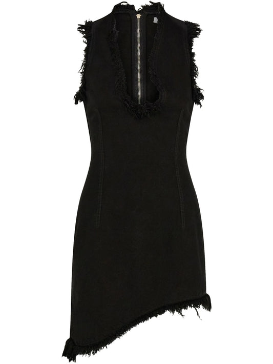 frayed-brim mini dress