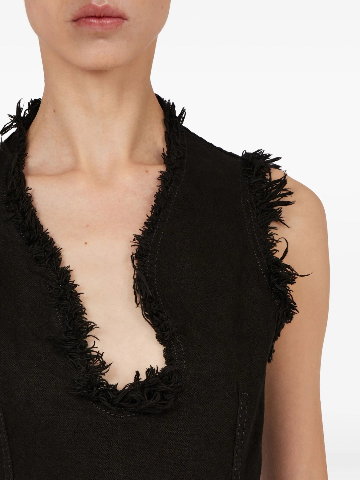 frayed-brim mini dress