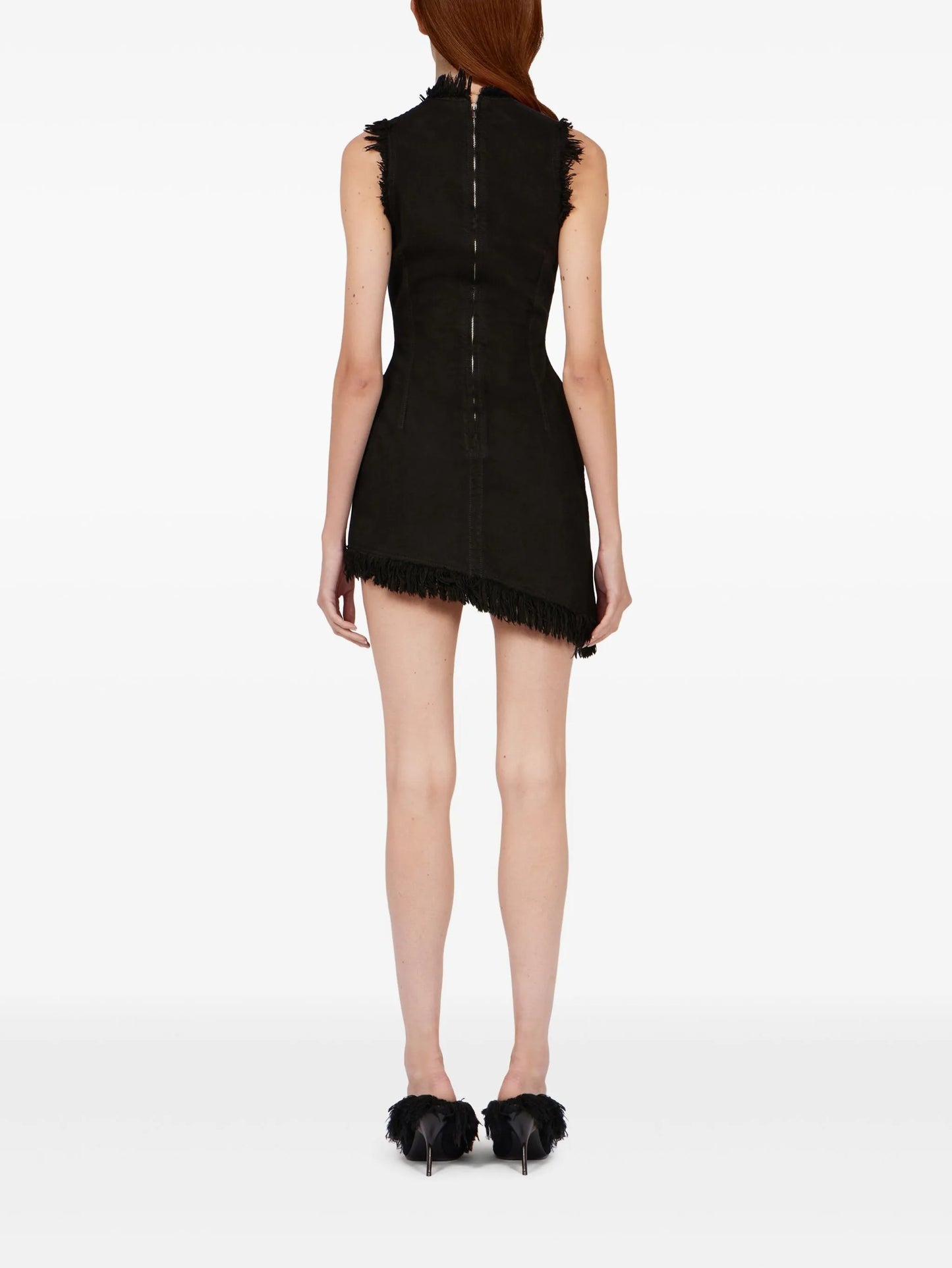 frayed-brim mini dress