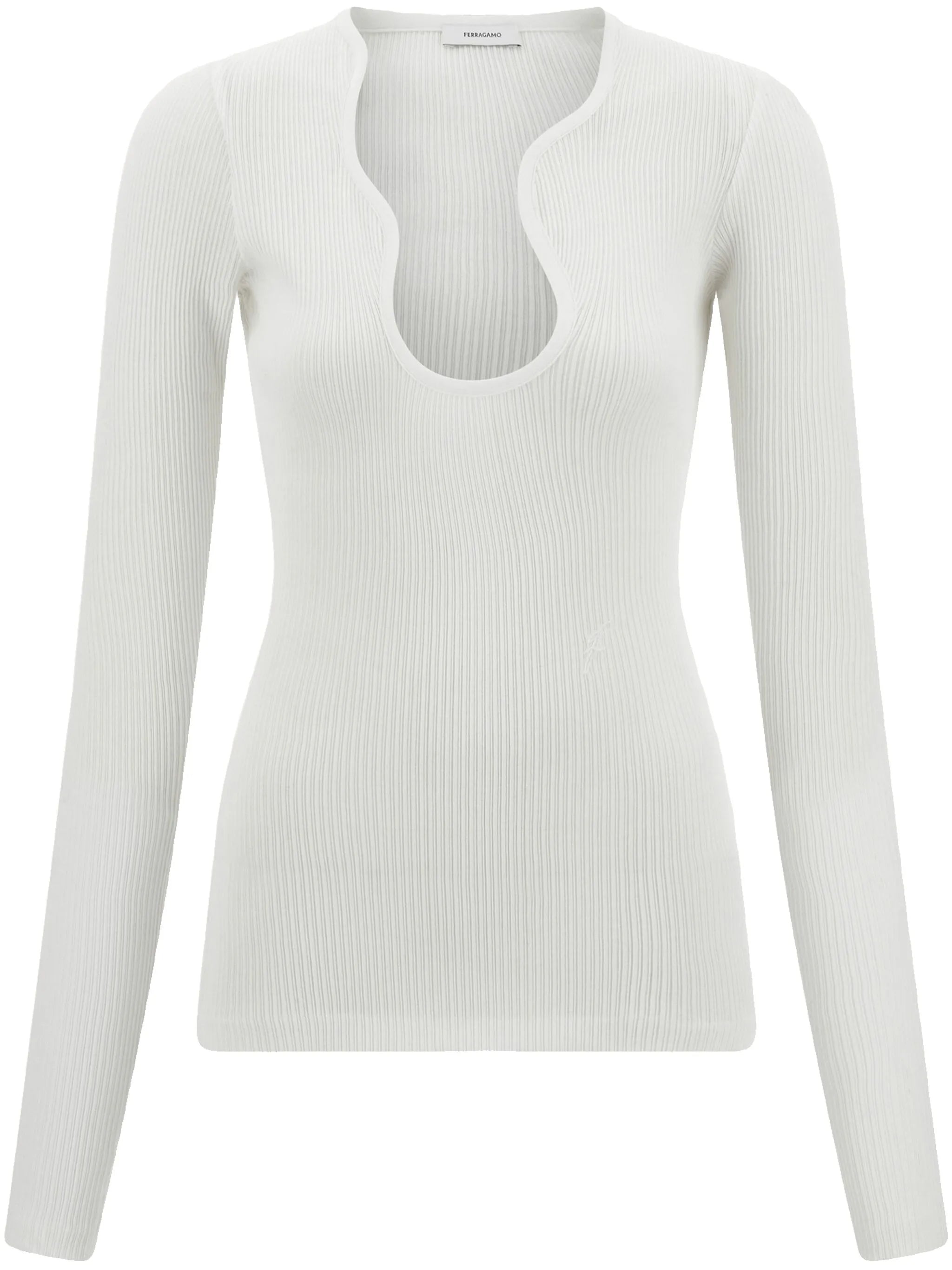 rippled-neckline sweater