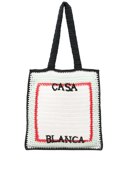 logo-embroidered tote bag