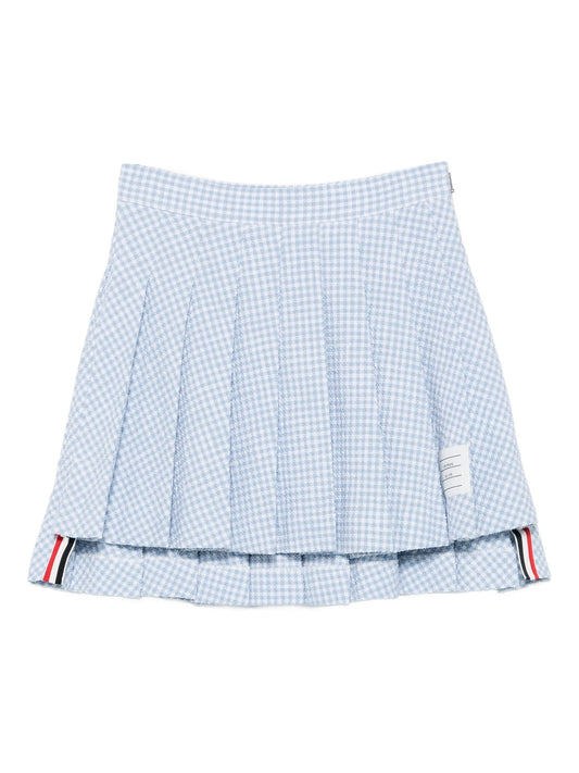 pleated checked mini skirt