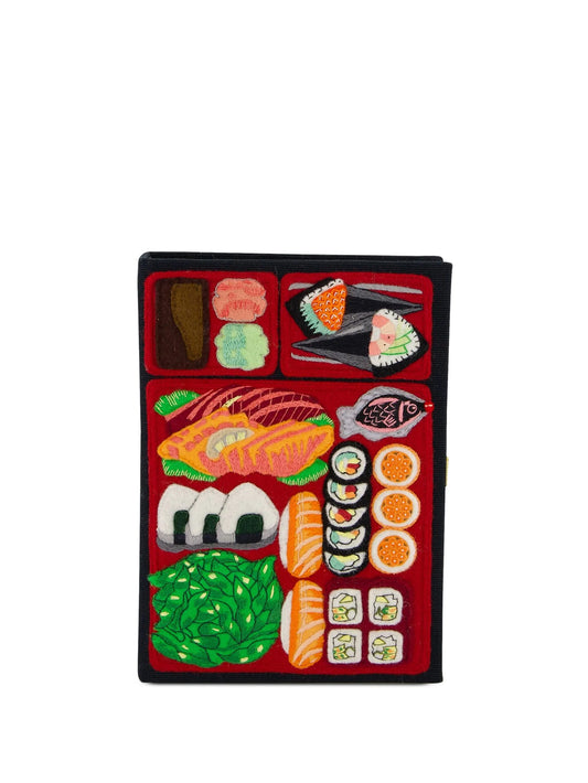 Bento Box embroidered clutch bag
