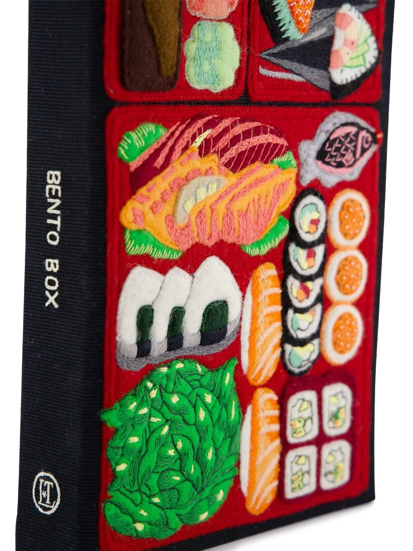 Bento Box embroidered clutch bag