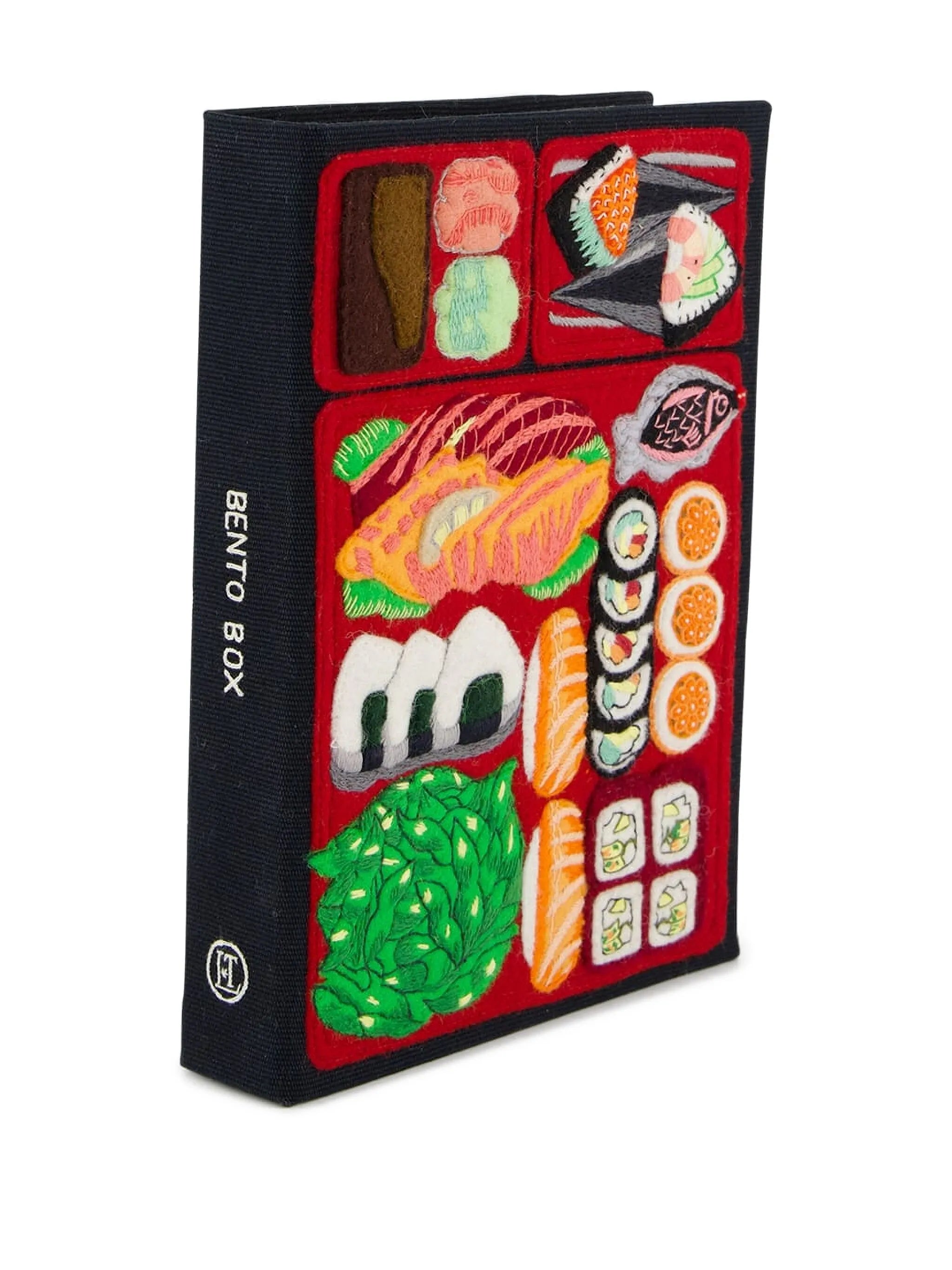 Bento Box embroidered clutch bag