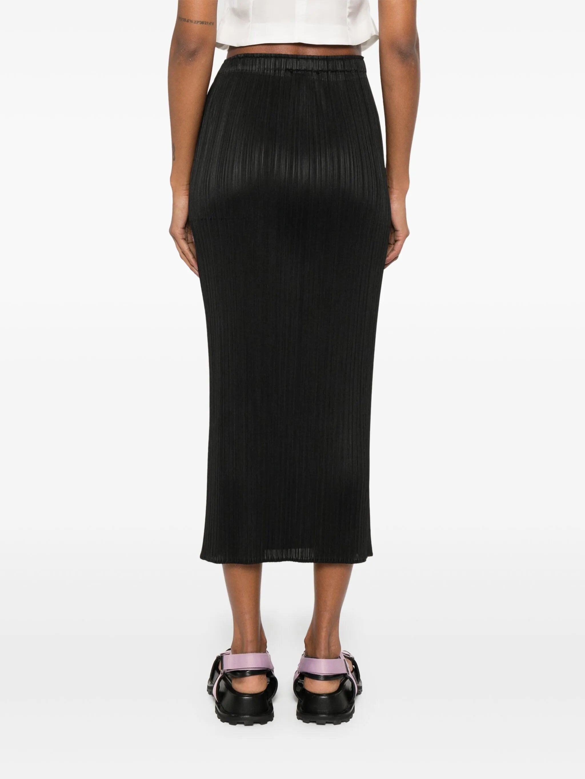 pleated midi skirt
