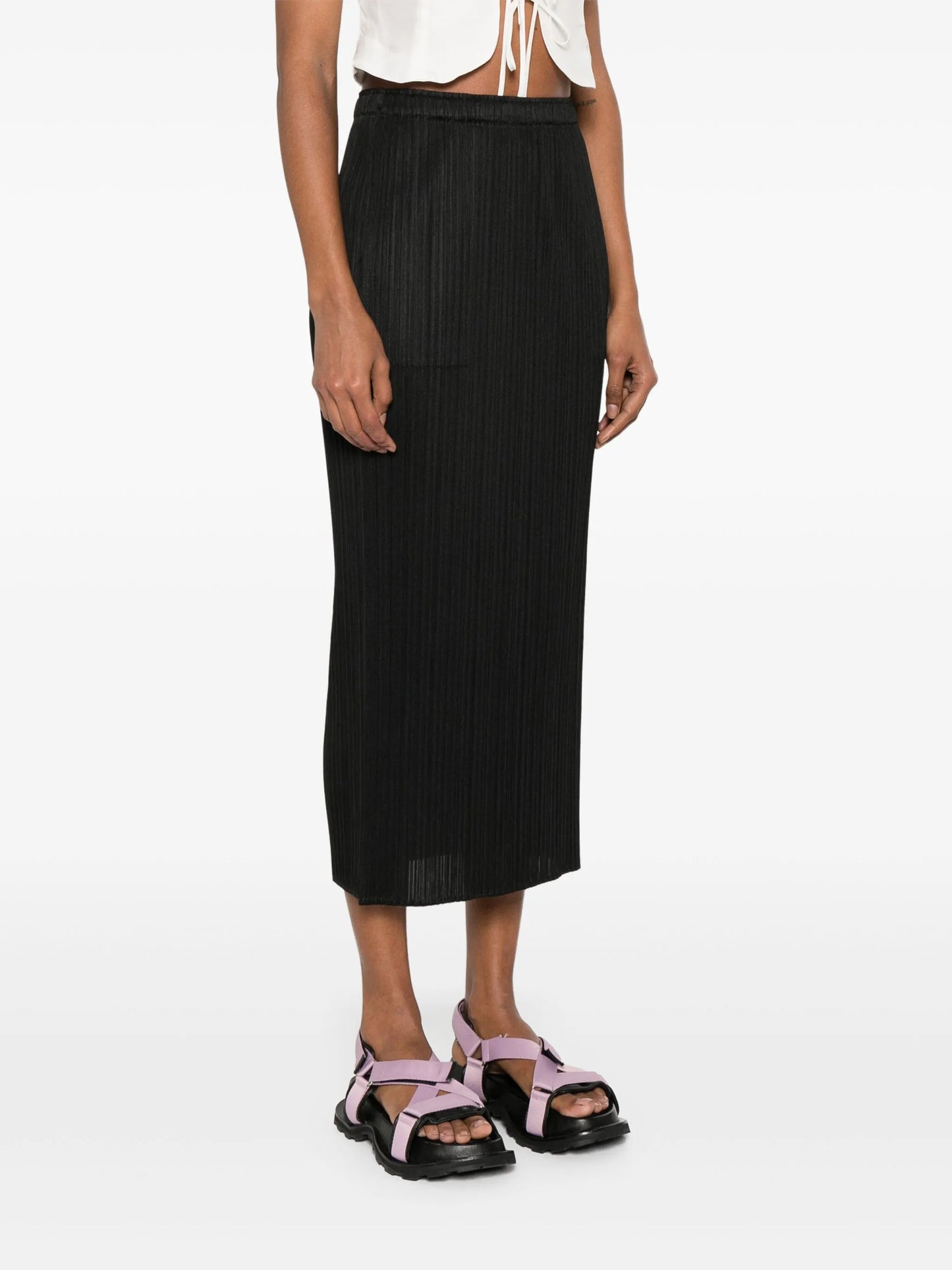 pleated midi skirt