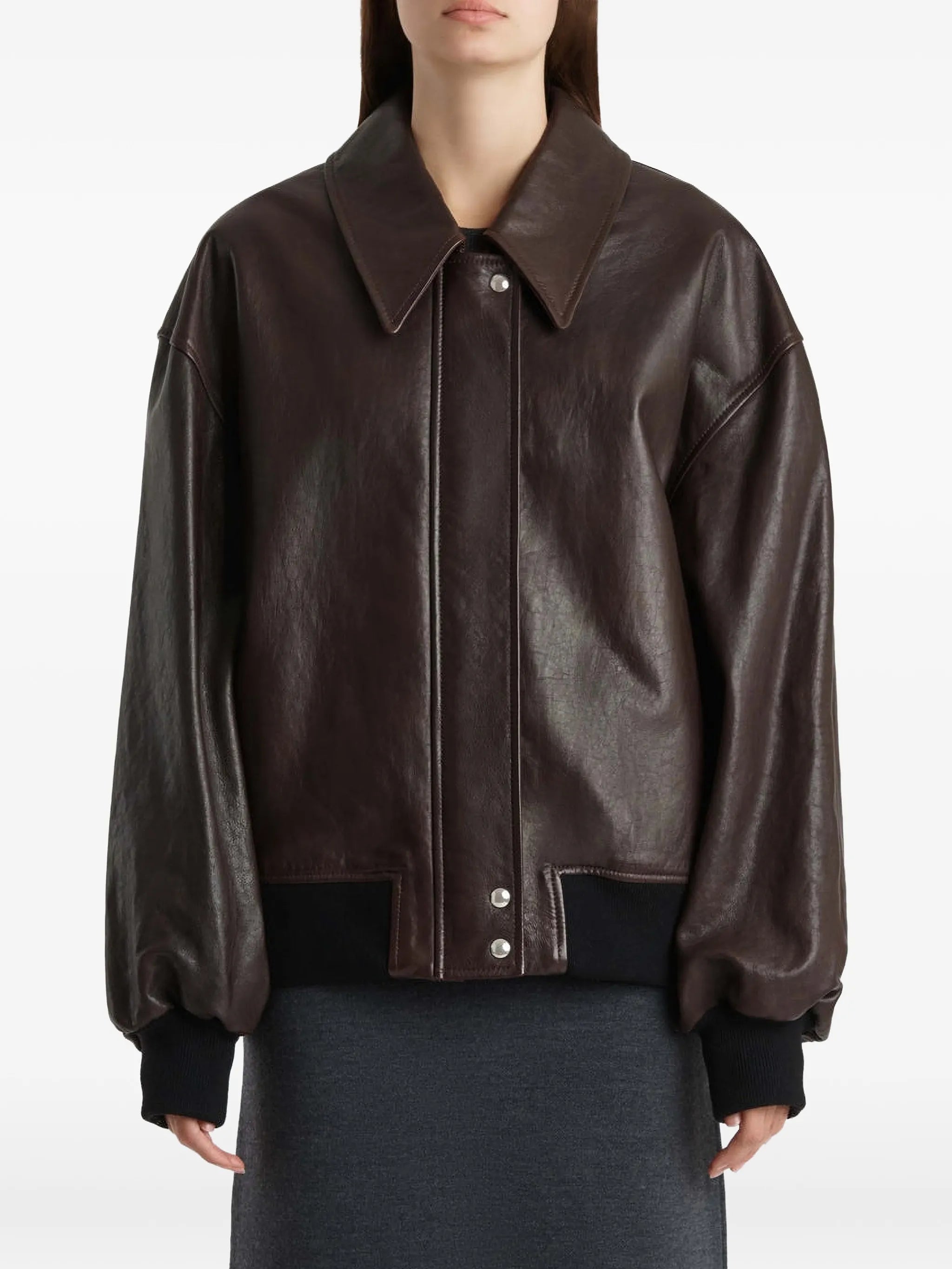 pointed collar sheepskin jacket