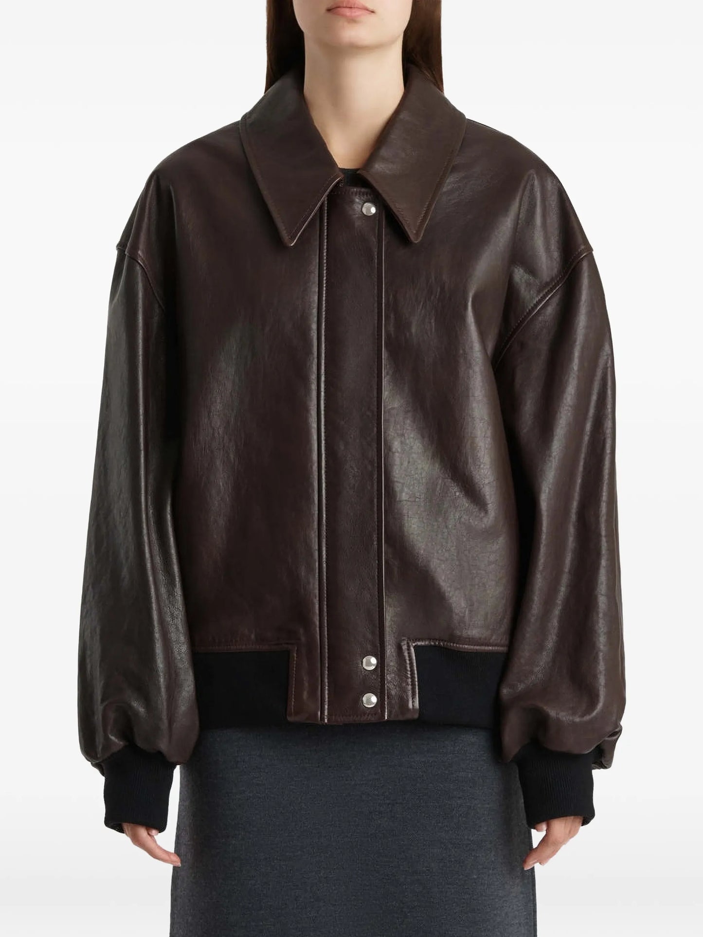 pointed collar sheepskin jacket