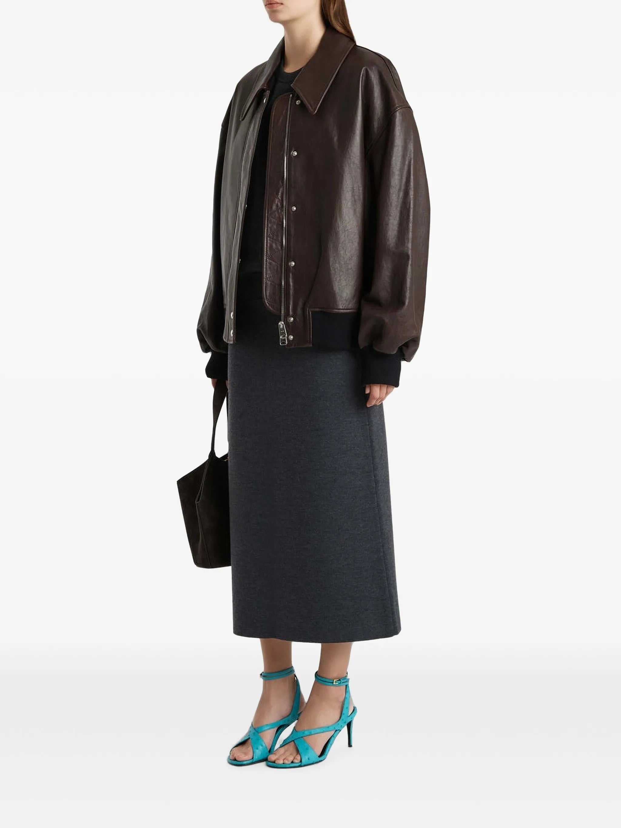 pointed collar sheepskin jacket