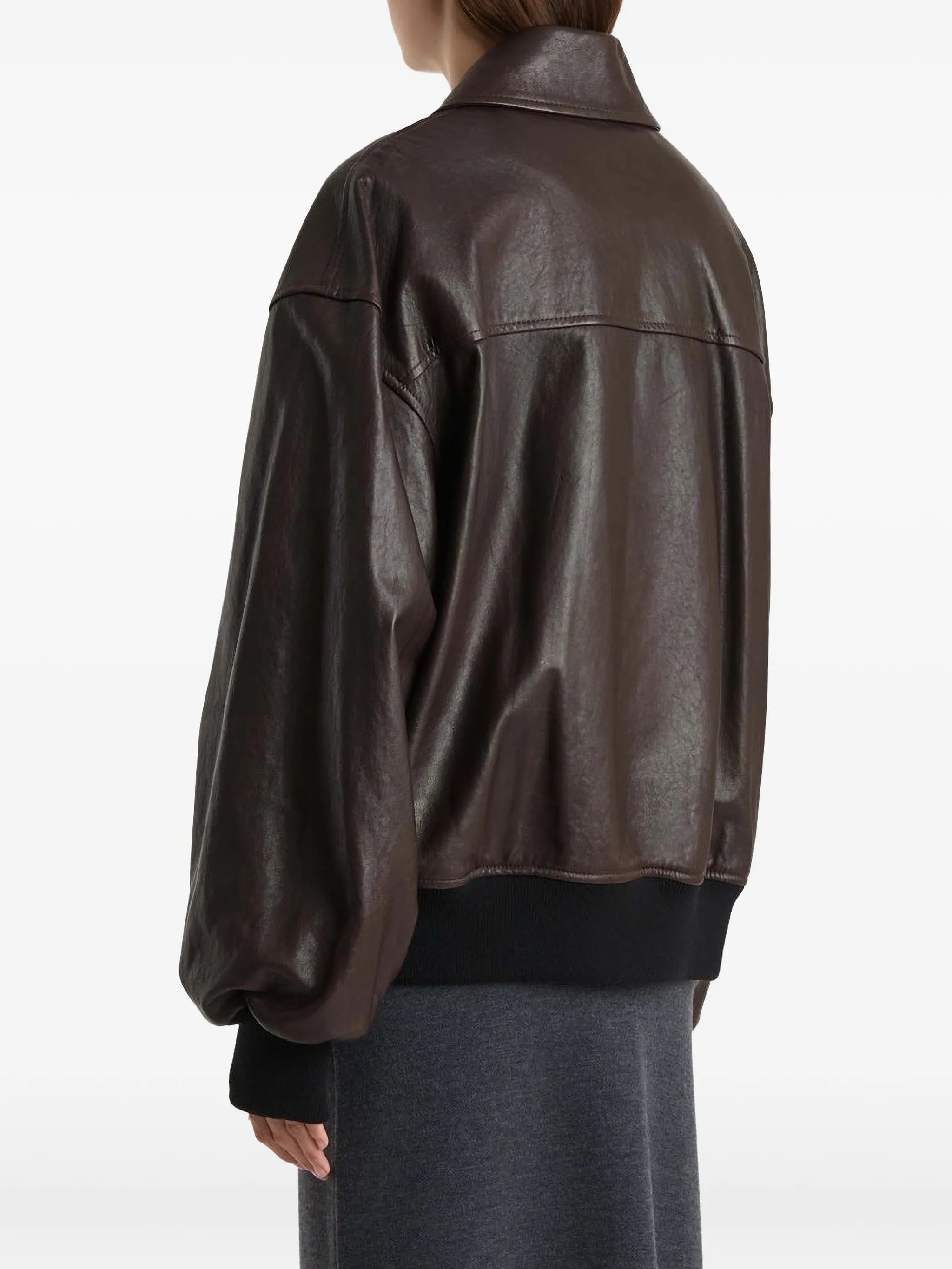 pointed collar sheepskin jacket