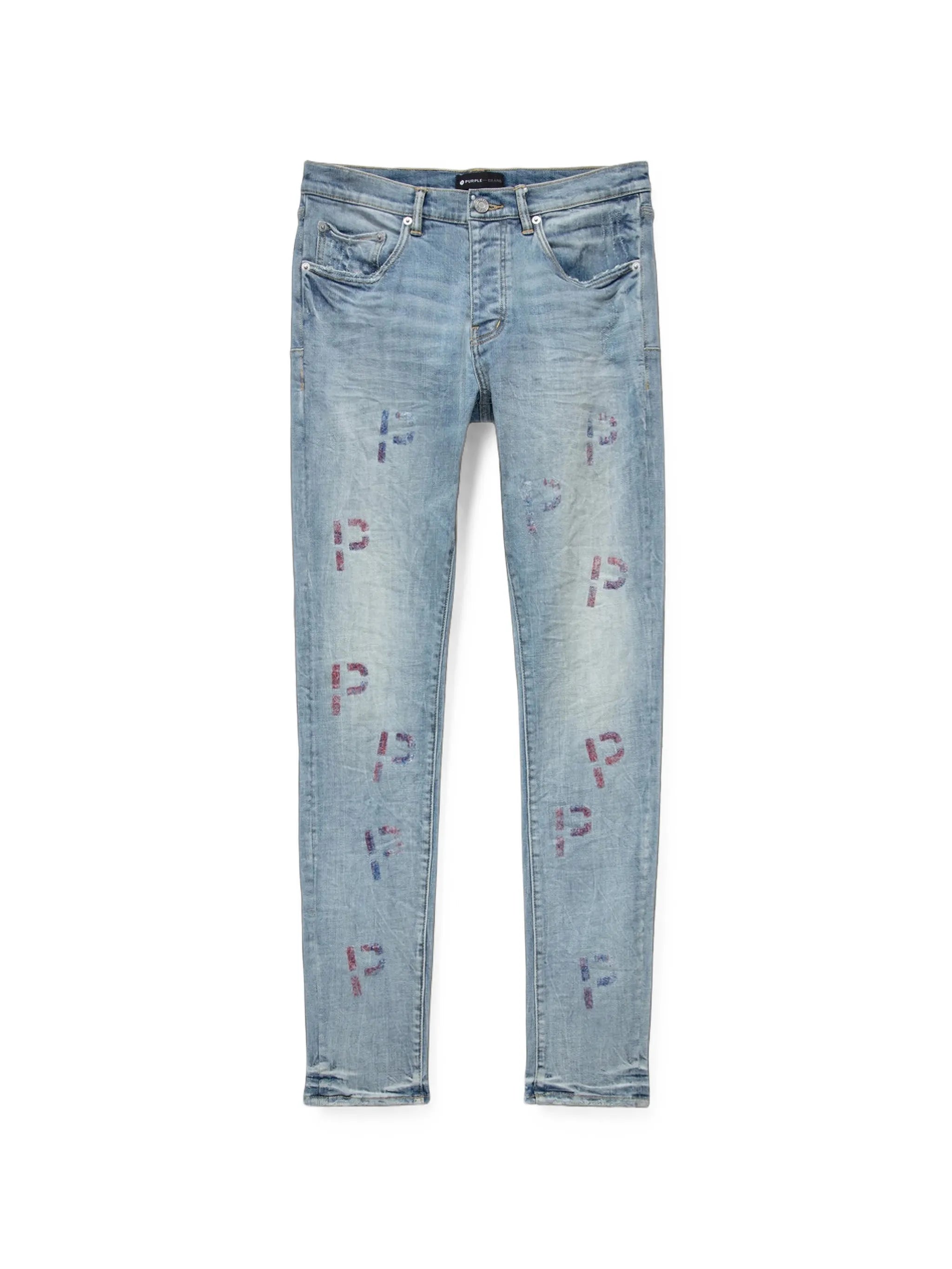 Punch P embroidered plaid jeans