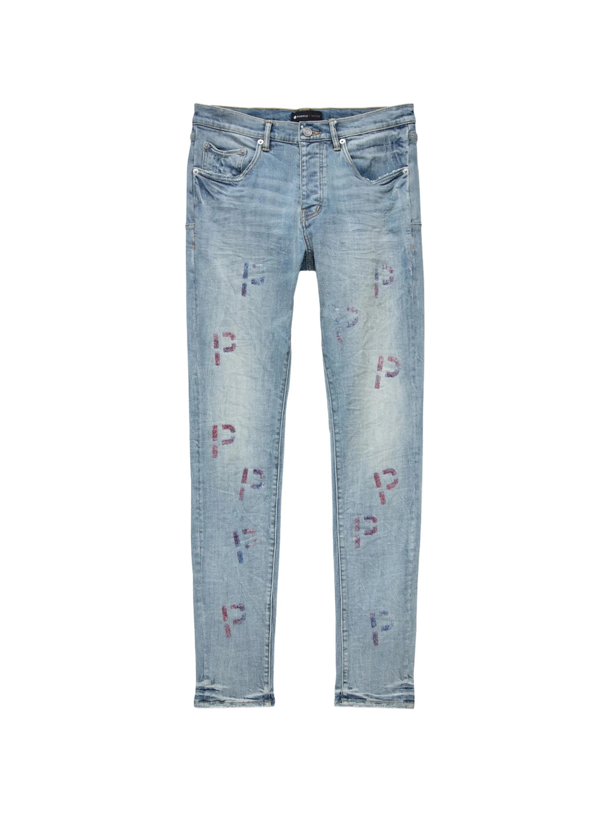 Punch P embroidered plaid jeans