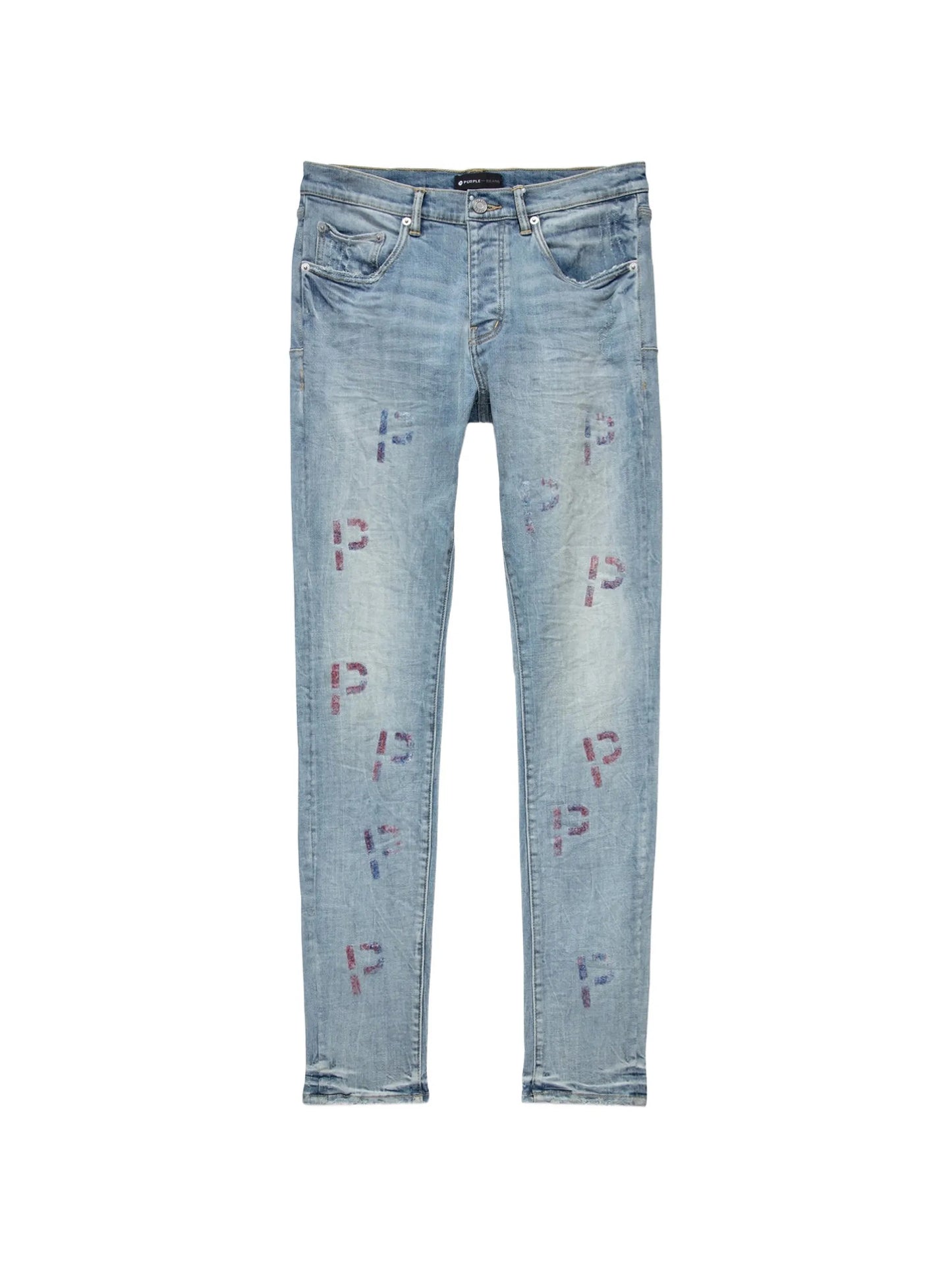 Punch P embroidered plaid jeans