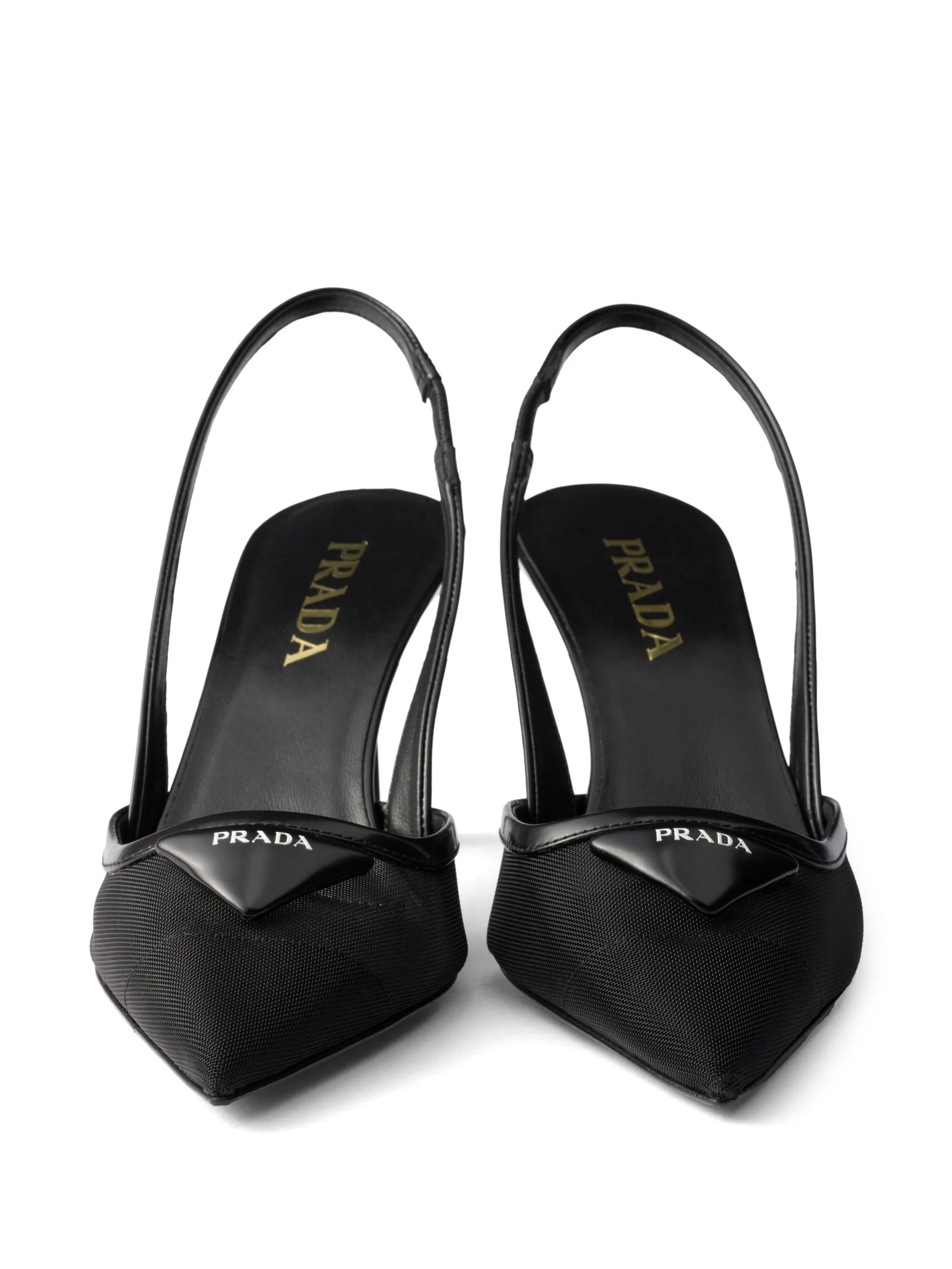 mesh fabric slingback pumps