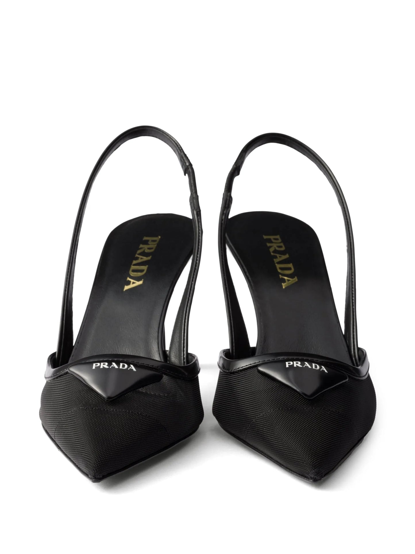 mesh fabric slingback pumps