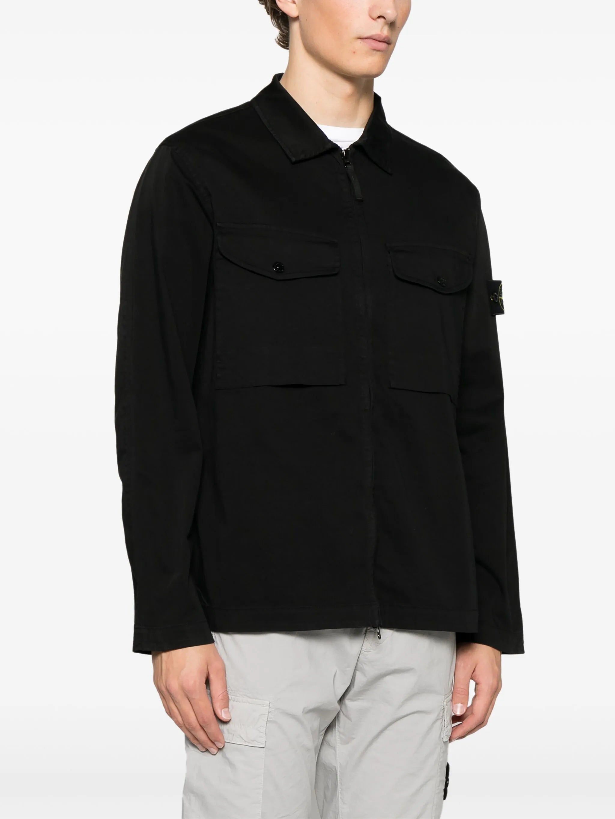 Compass-badge shirt jacket