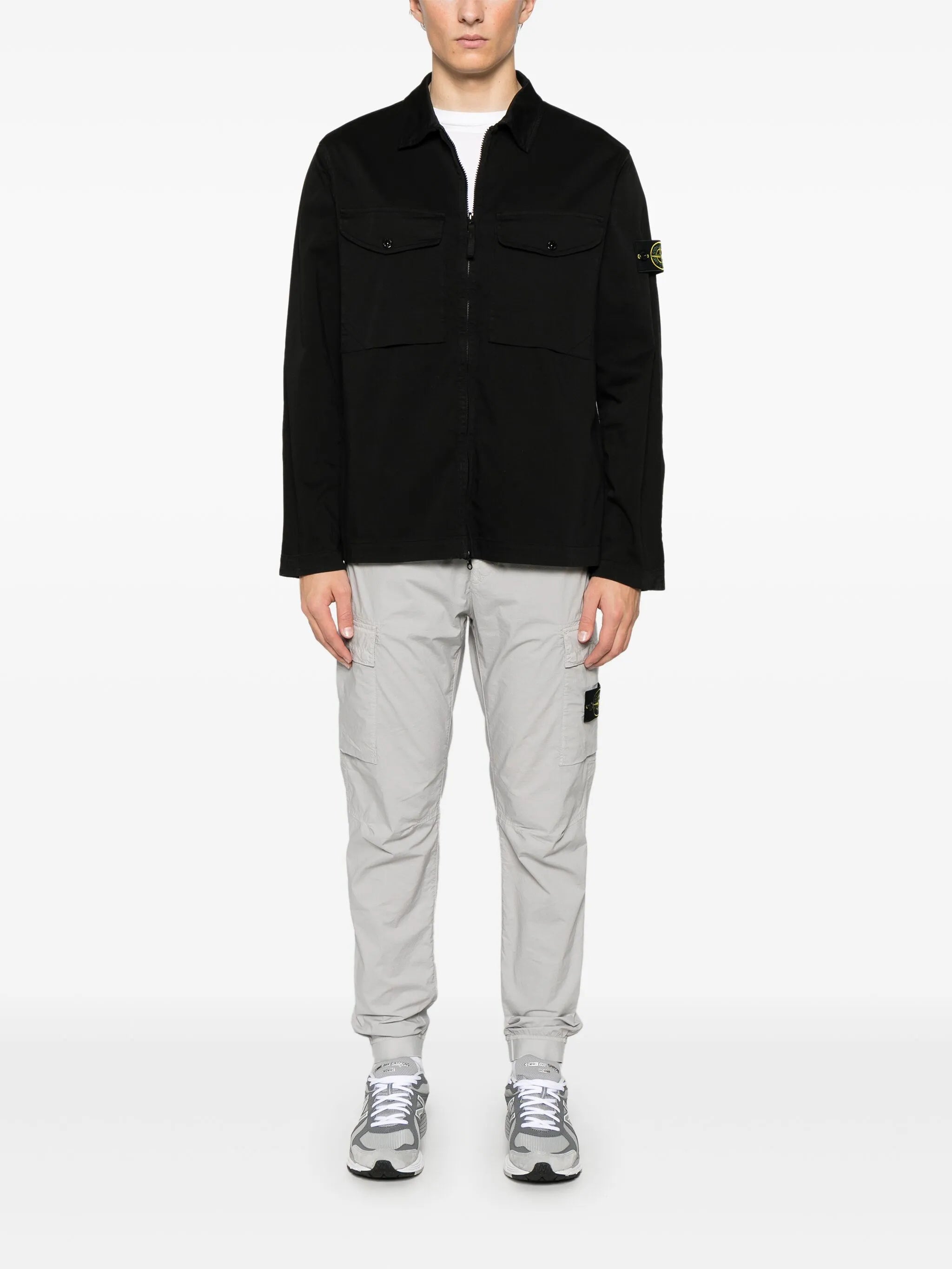 Compass-badge shirt jacket