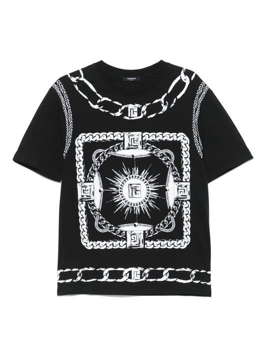 foulard-print T-shirt