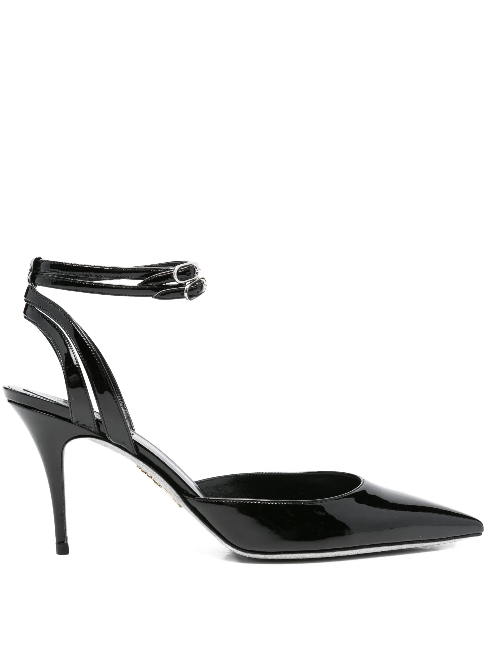 80mm leather heeled pumps