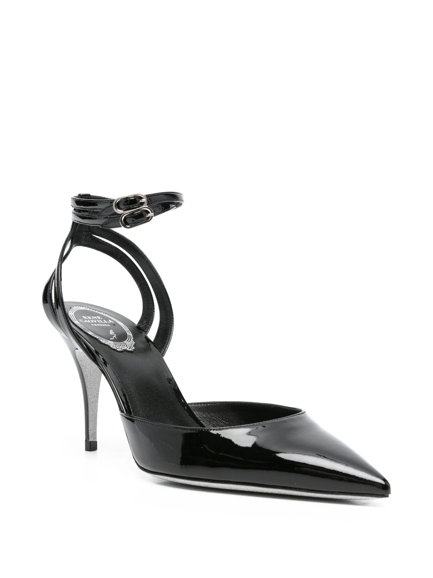 80mm leather heeled pumps