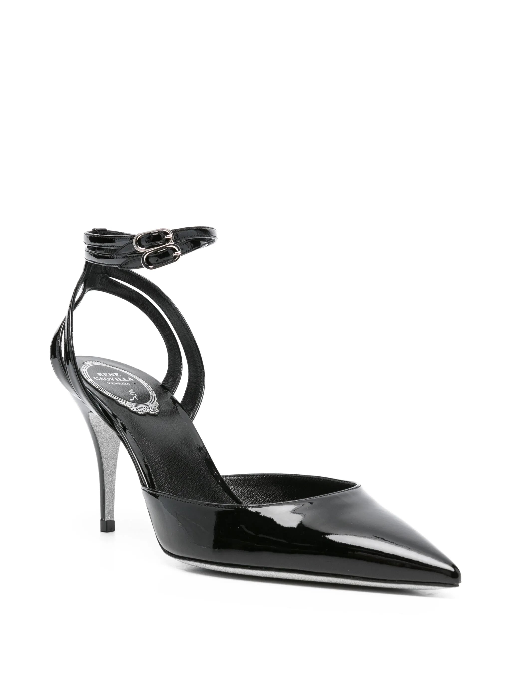 80mm leather heeled pumps
