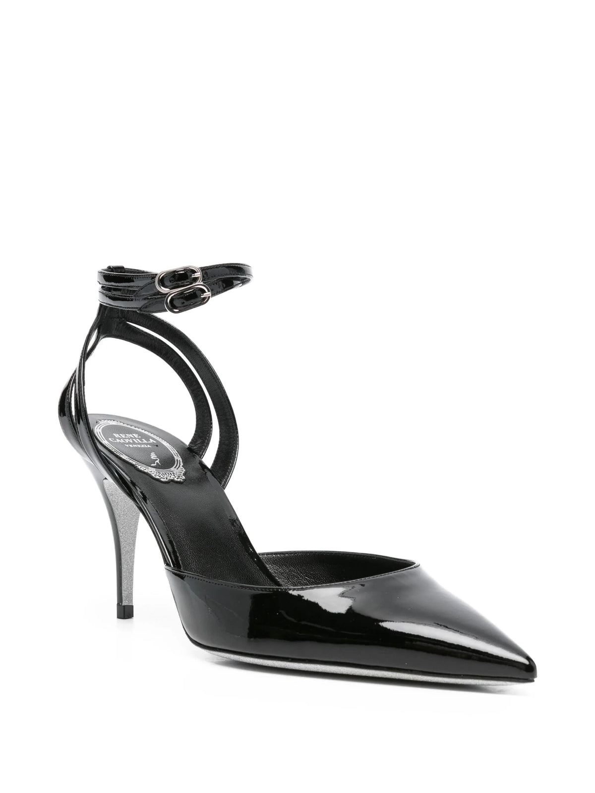 80mm leather heeled pumps