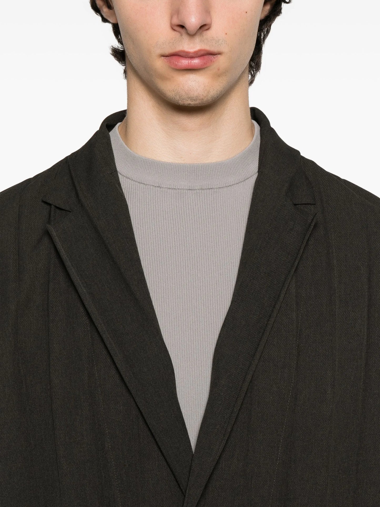 pleated single-breasted blazer