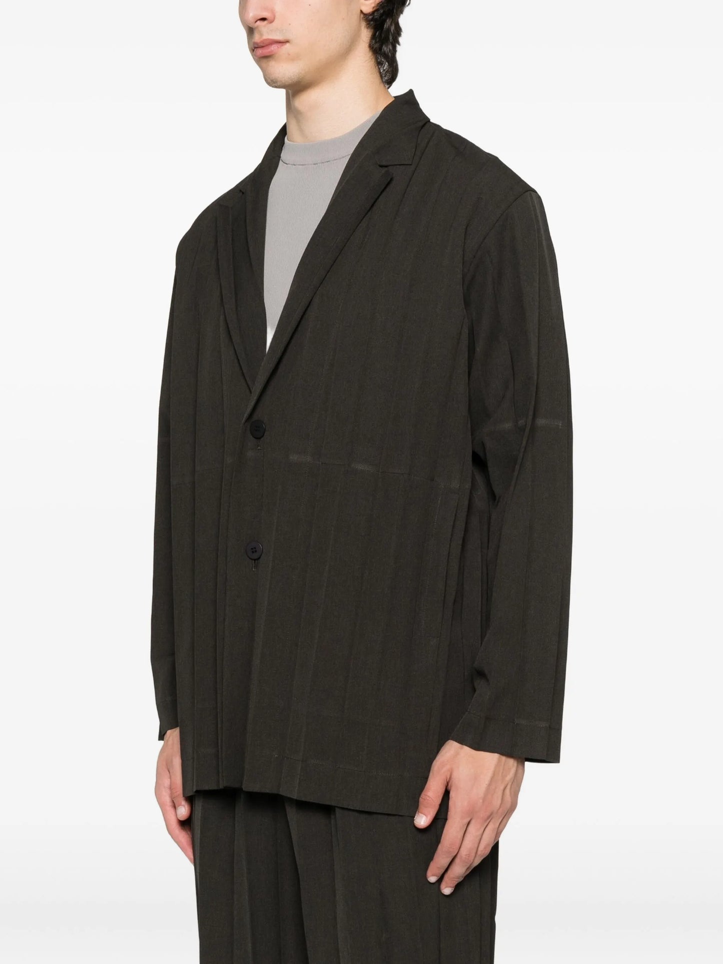 pleated single-breasted blazer