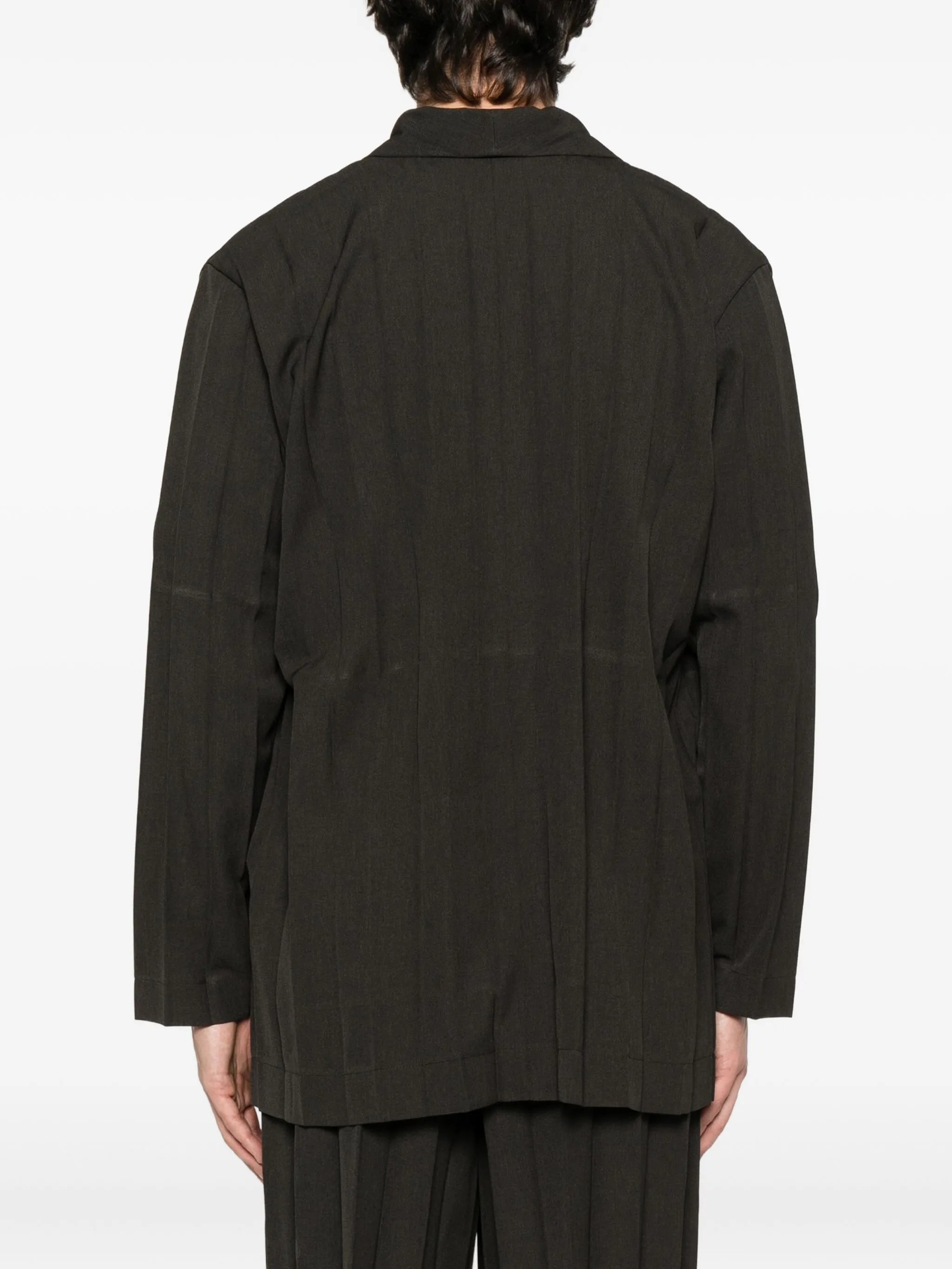 pleated single-breasted blazer