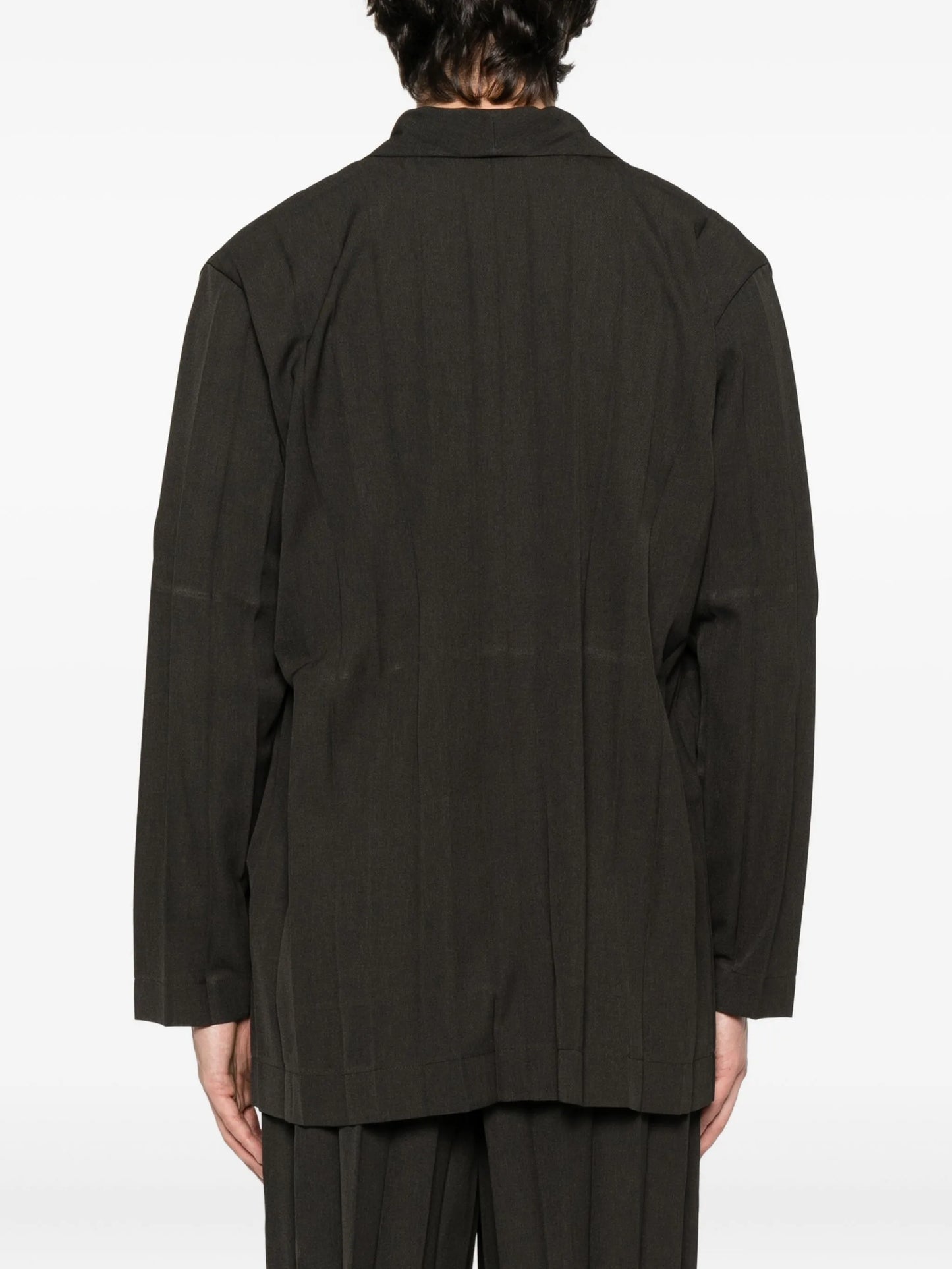 pleated single-breasted blazer