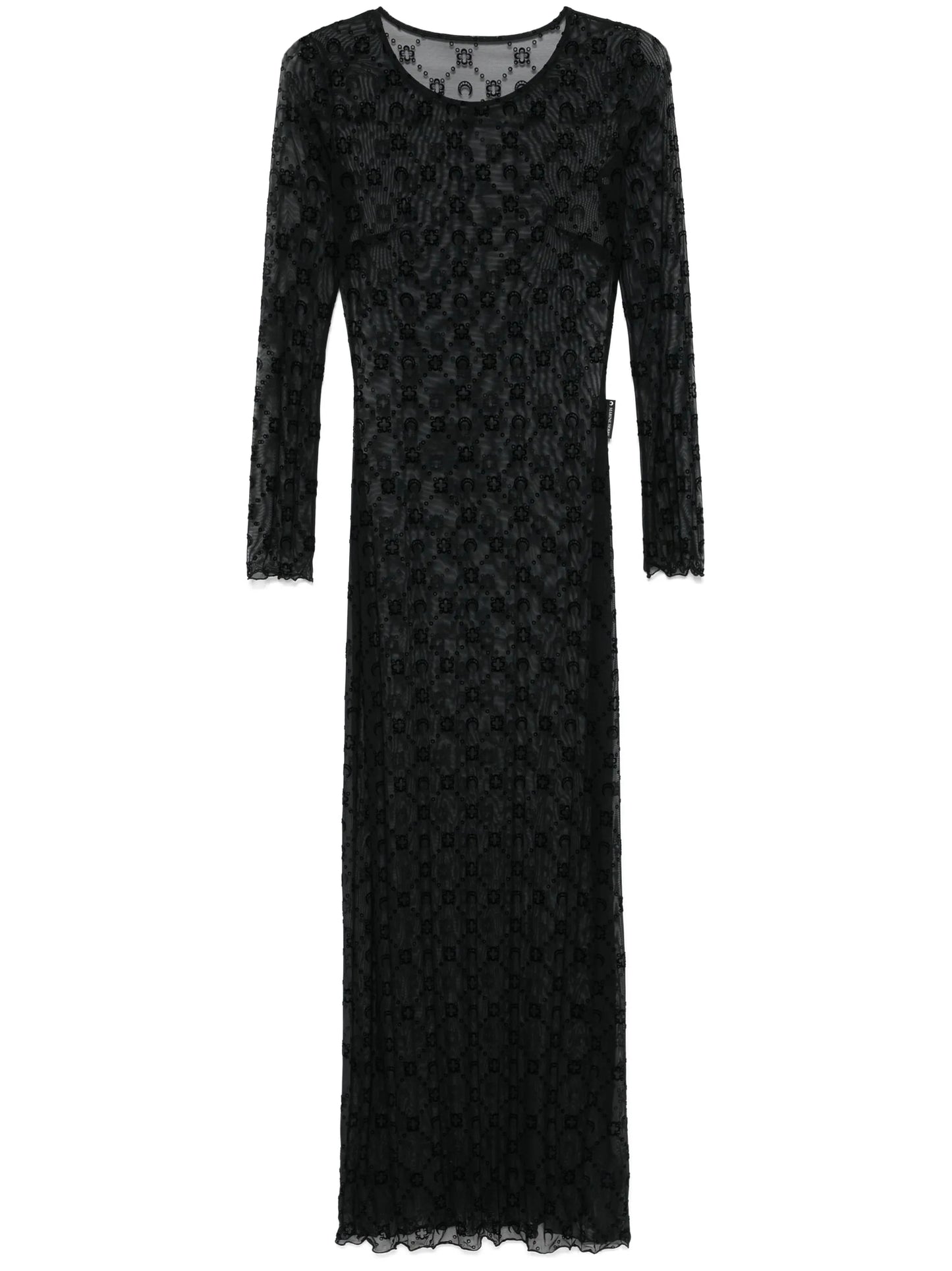 mesh flocked maxi dress