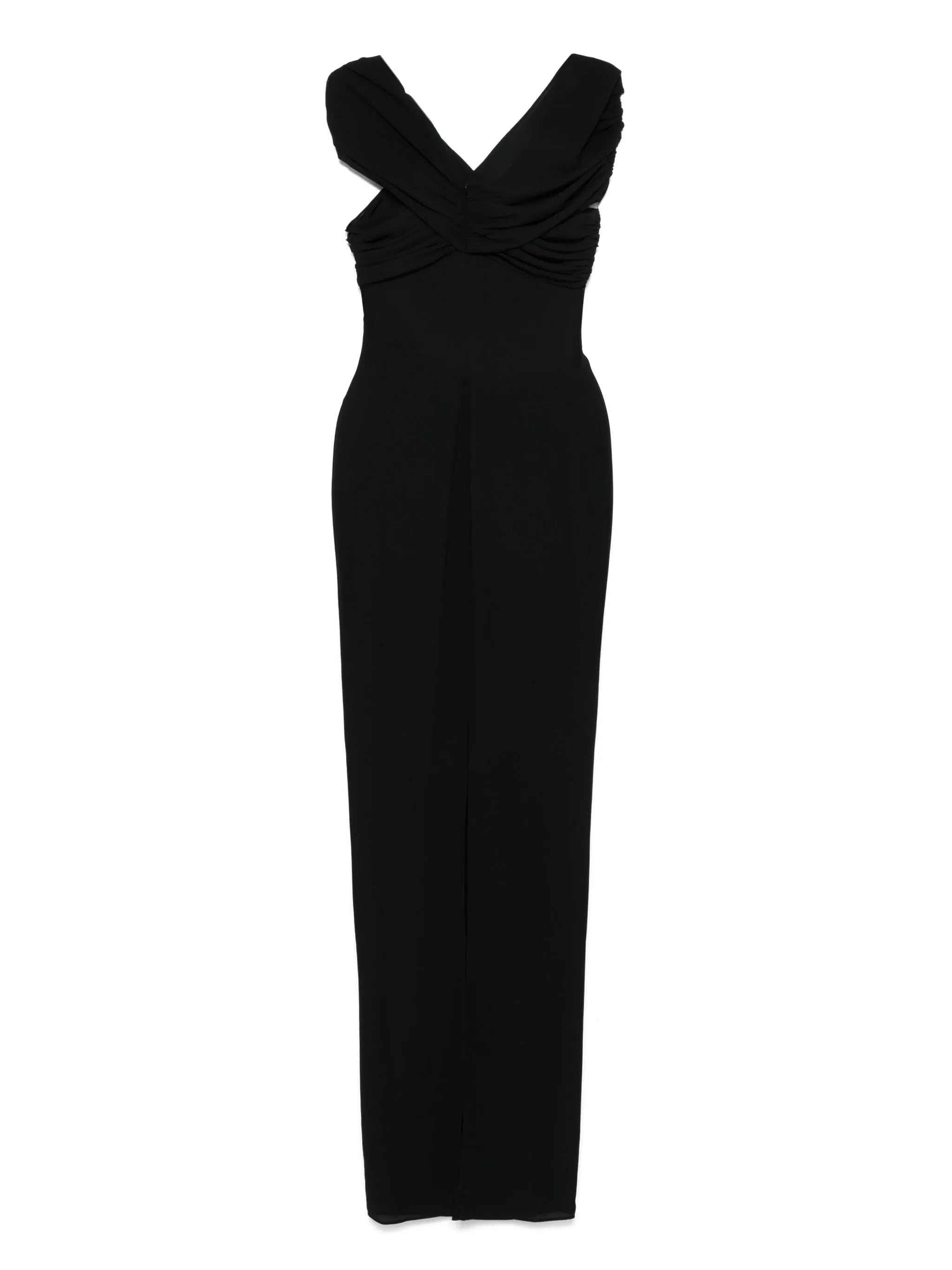 off-shoulder sheer maxi dress