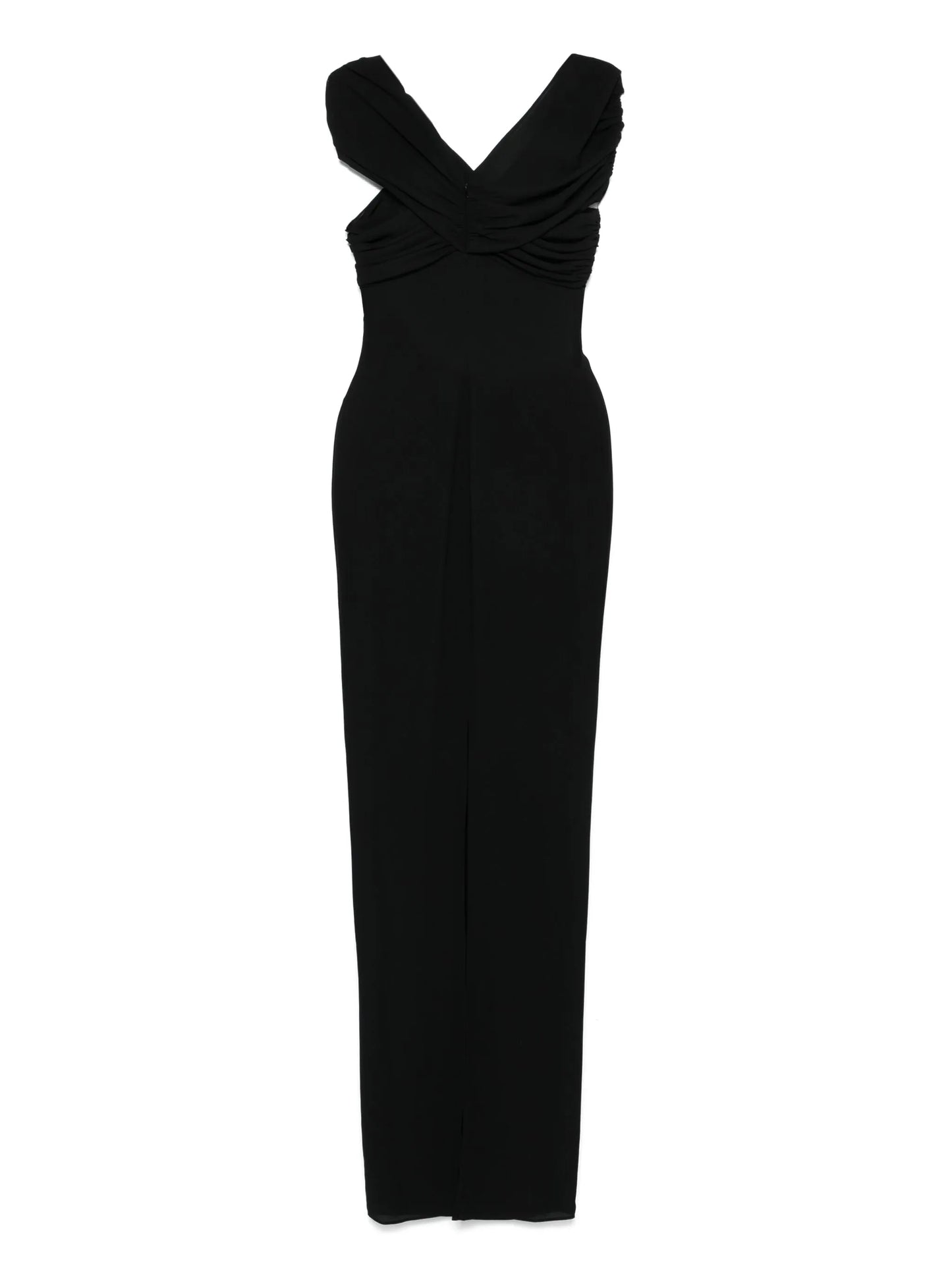 off-shoulder sheer maxi dress