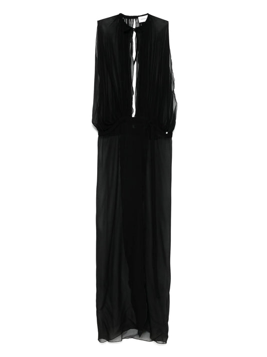 sleeveless sheer maxi dress