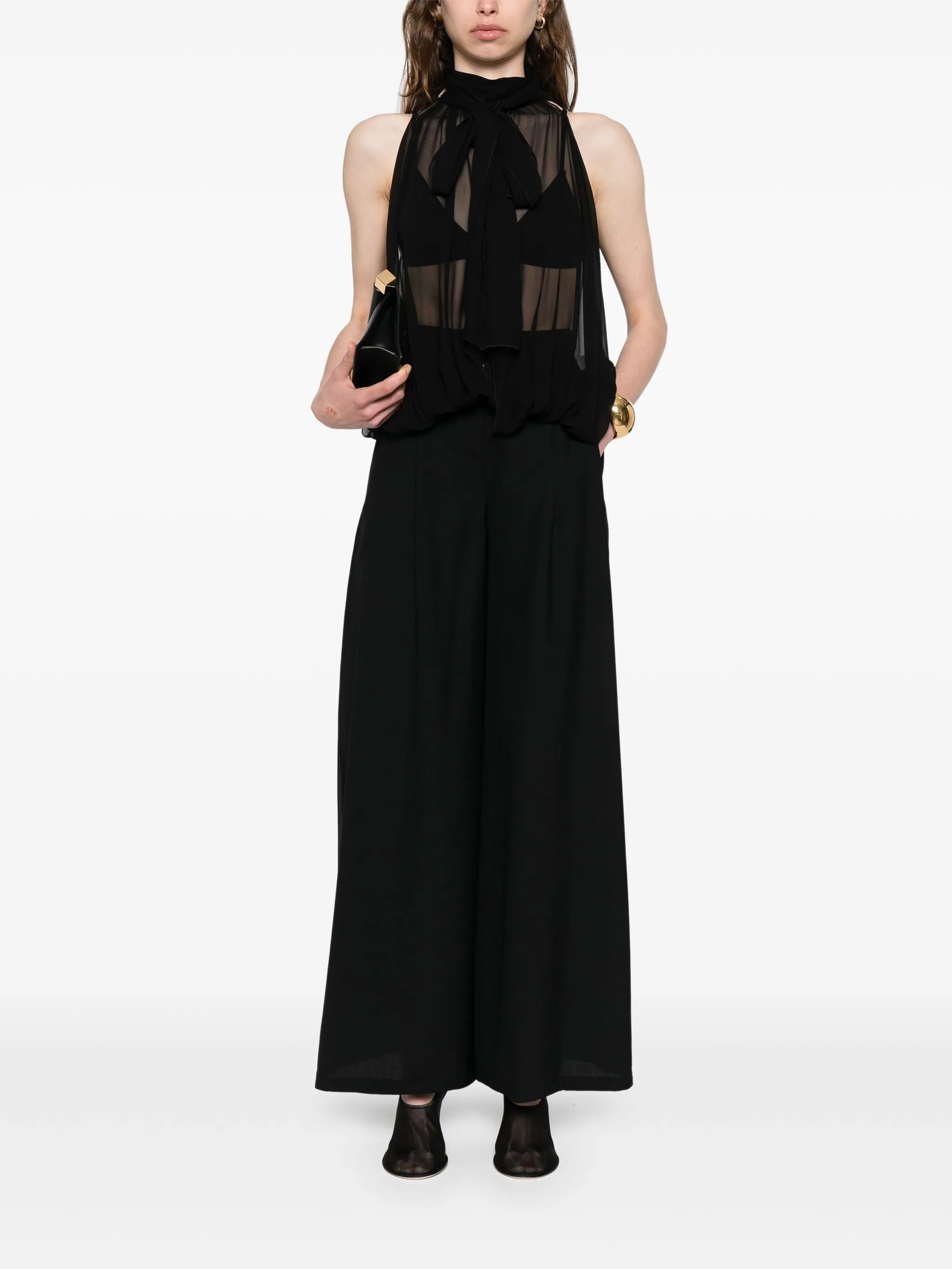 sleeveless sheer top
