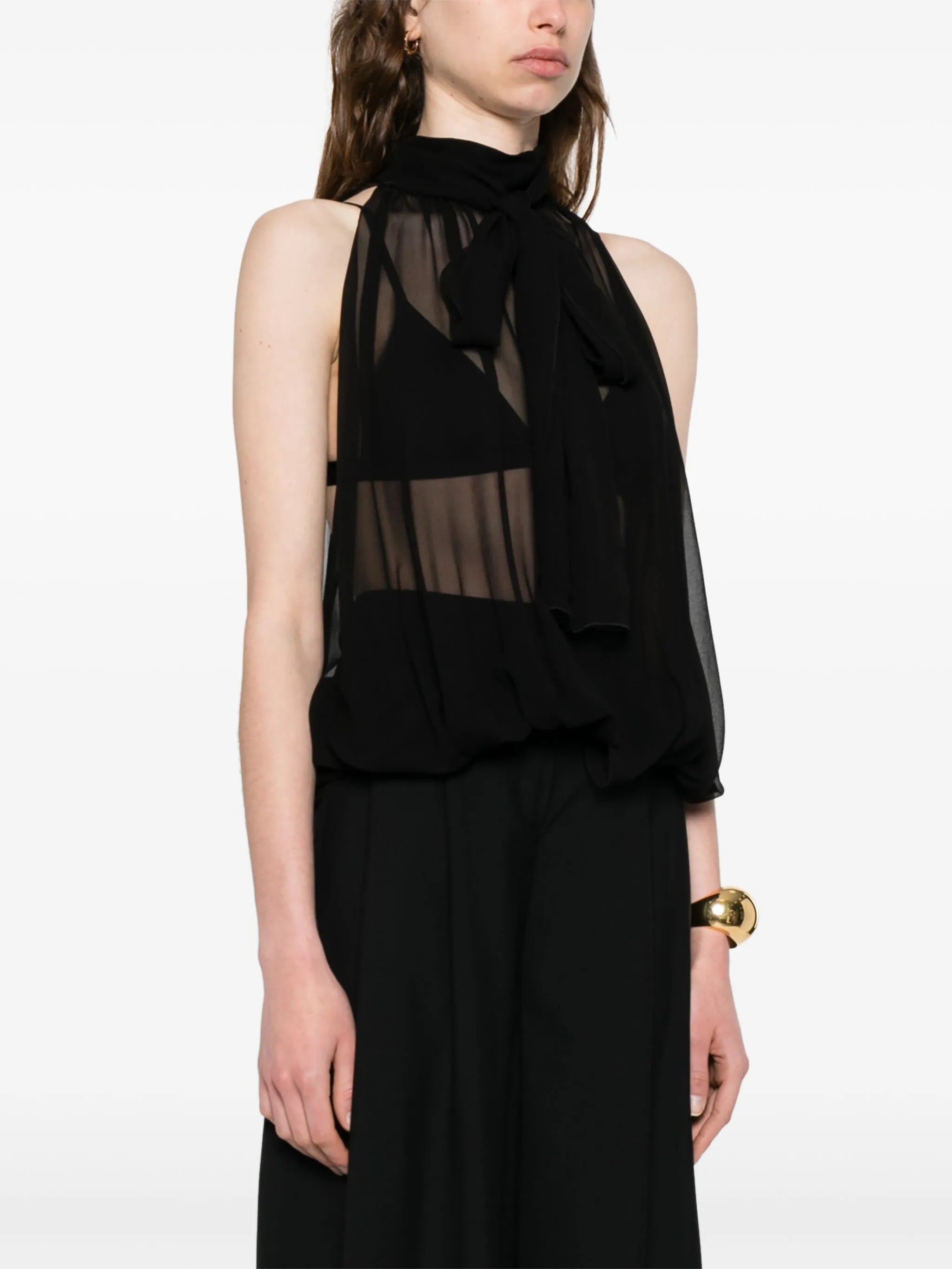 sleeveless sheer top