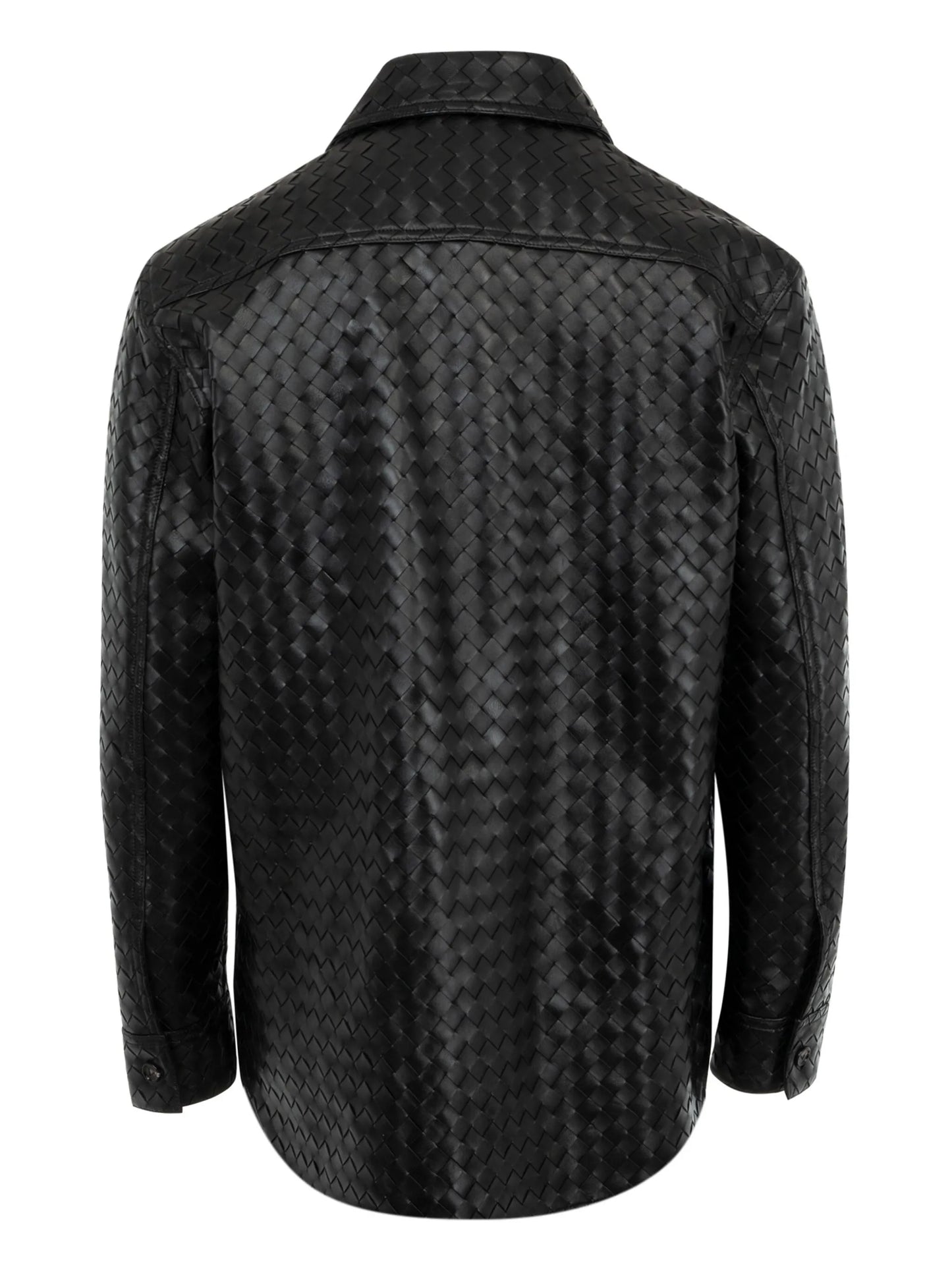 leather Intrecciato shirt jacket