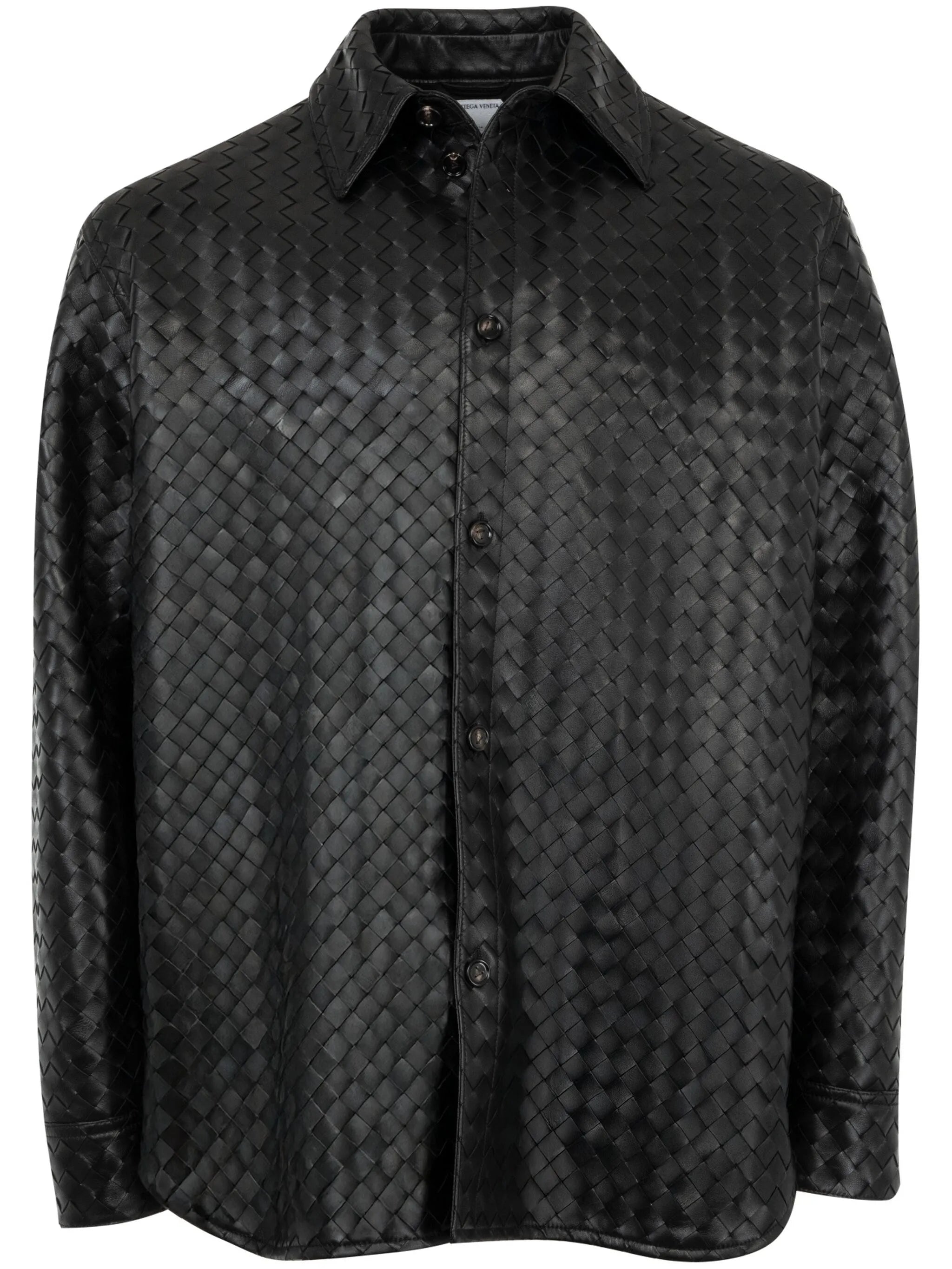 leather Intrecciato shirt jacket