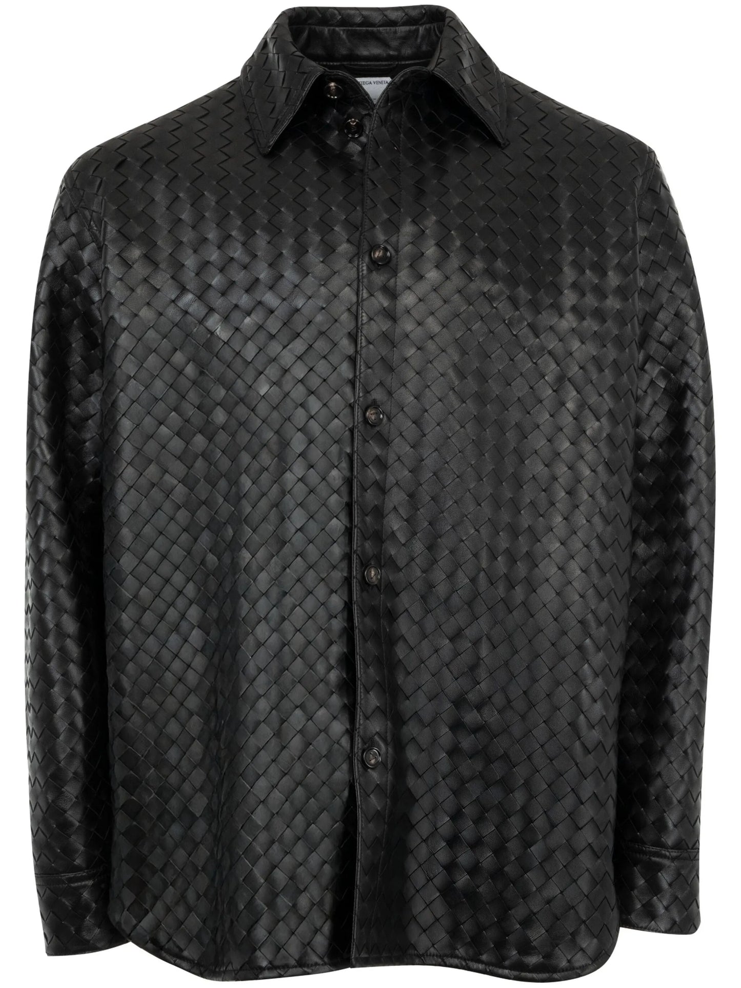 leather Intrecciato shirt jacket