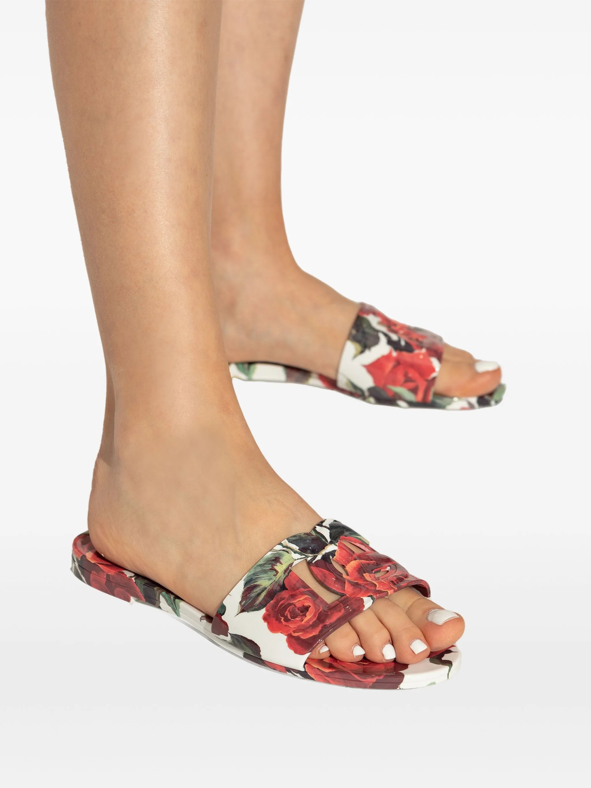 floral-print slides