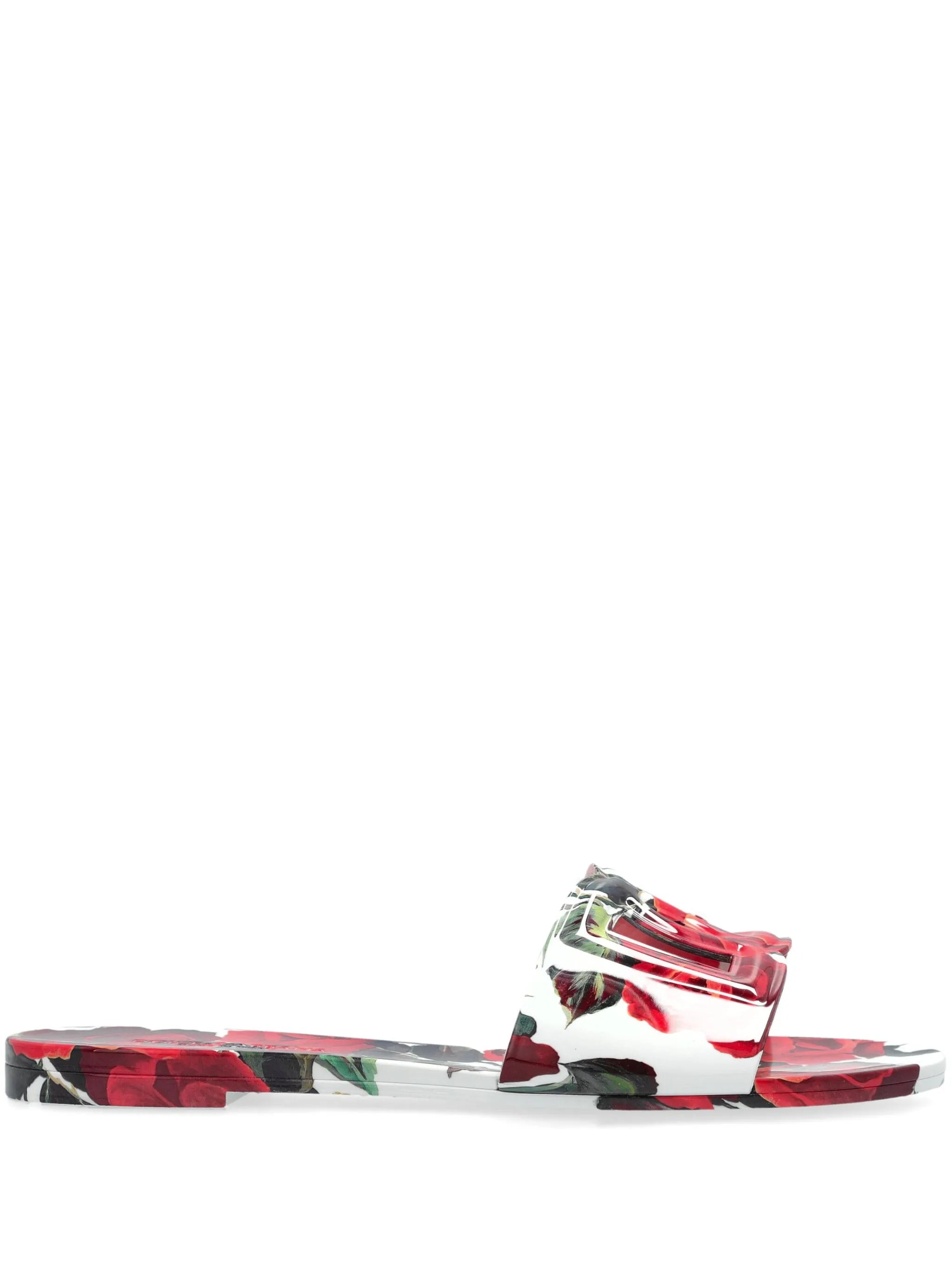 floral-print slides