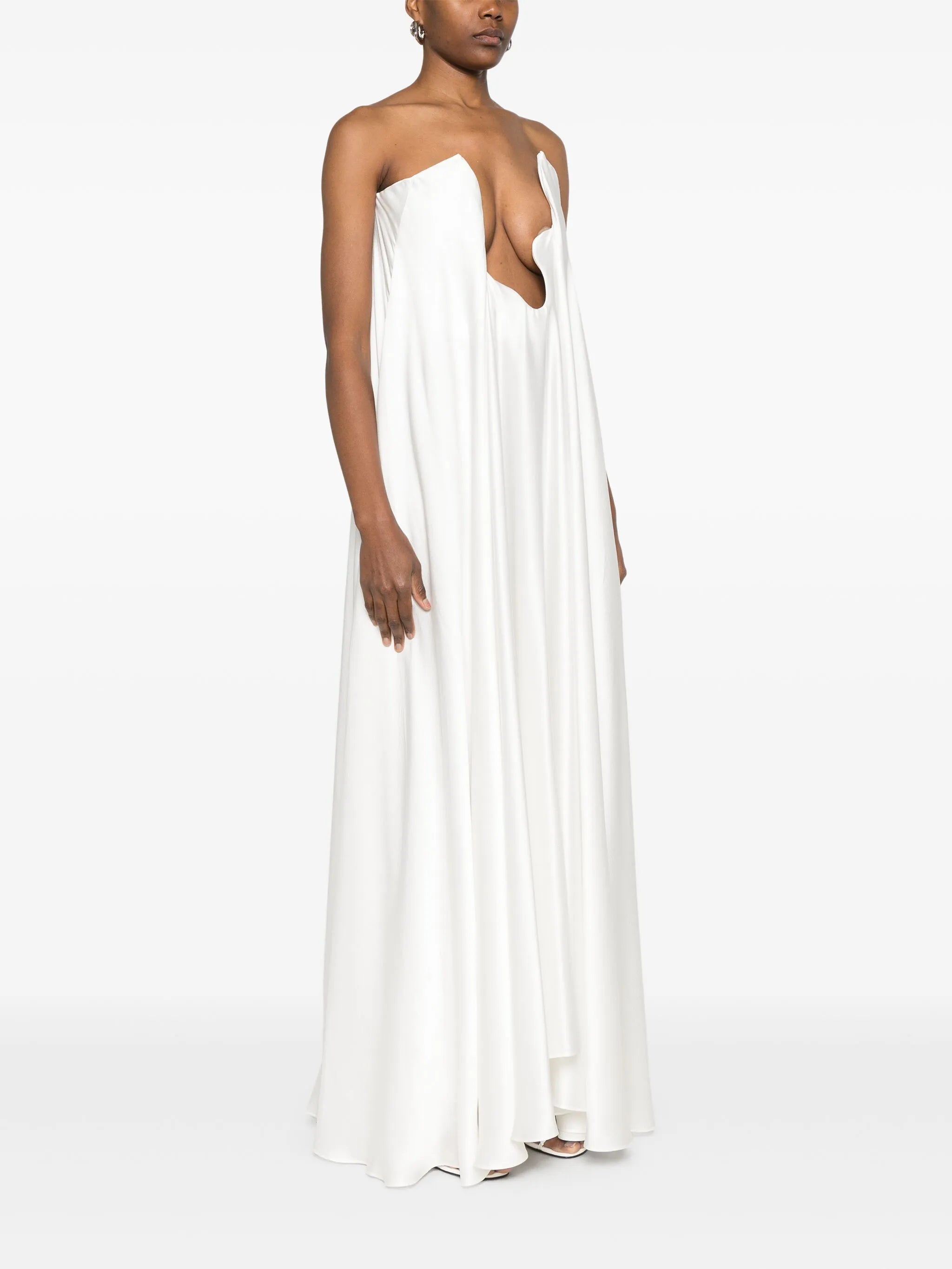 silk strapless gown