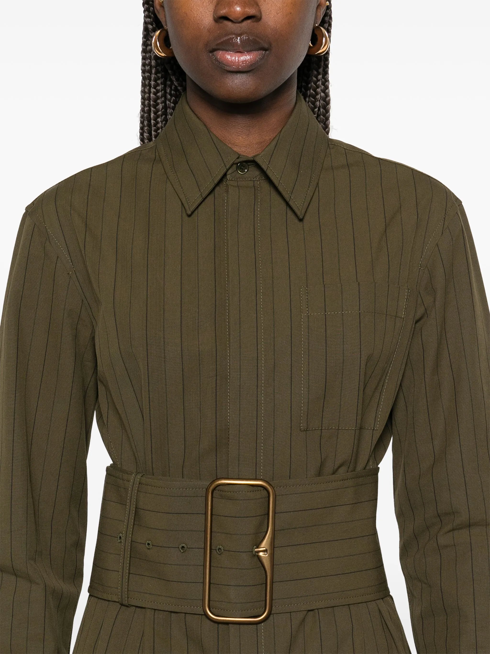 pinstriped shirt