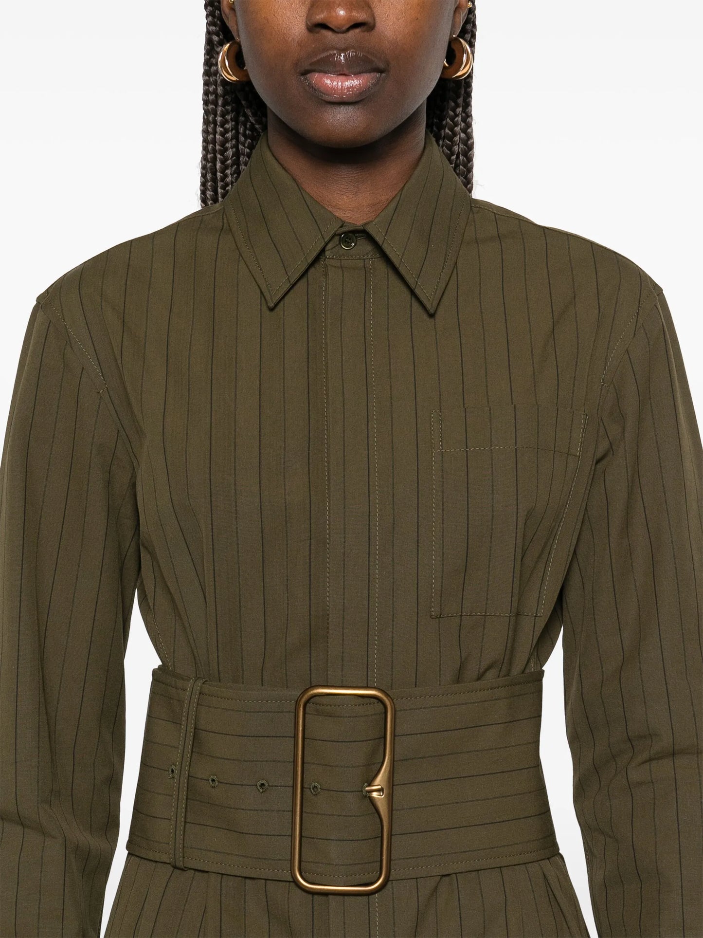 pinstriped shirt