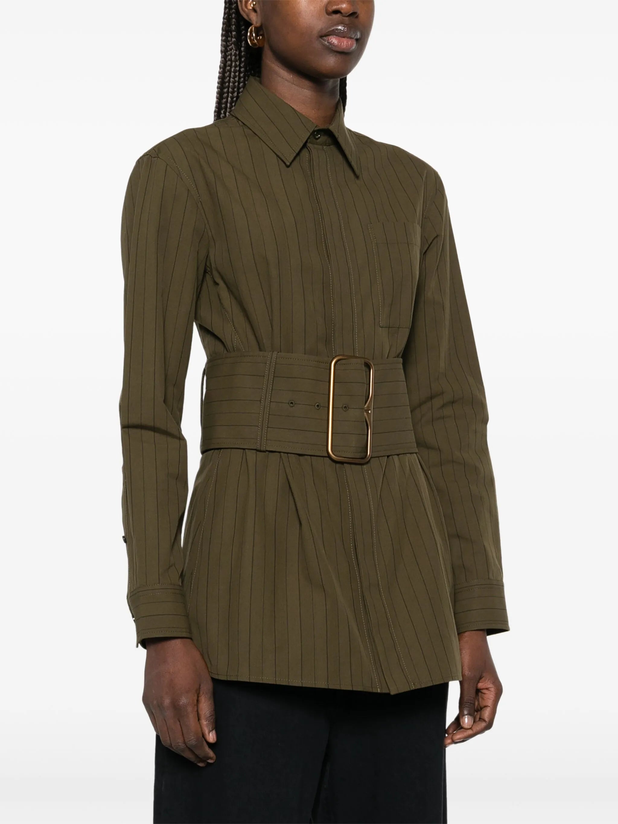 pinstriped shirt